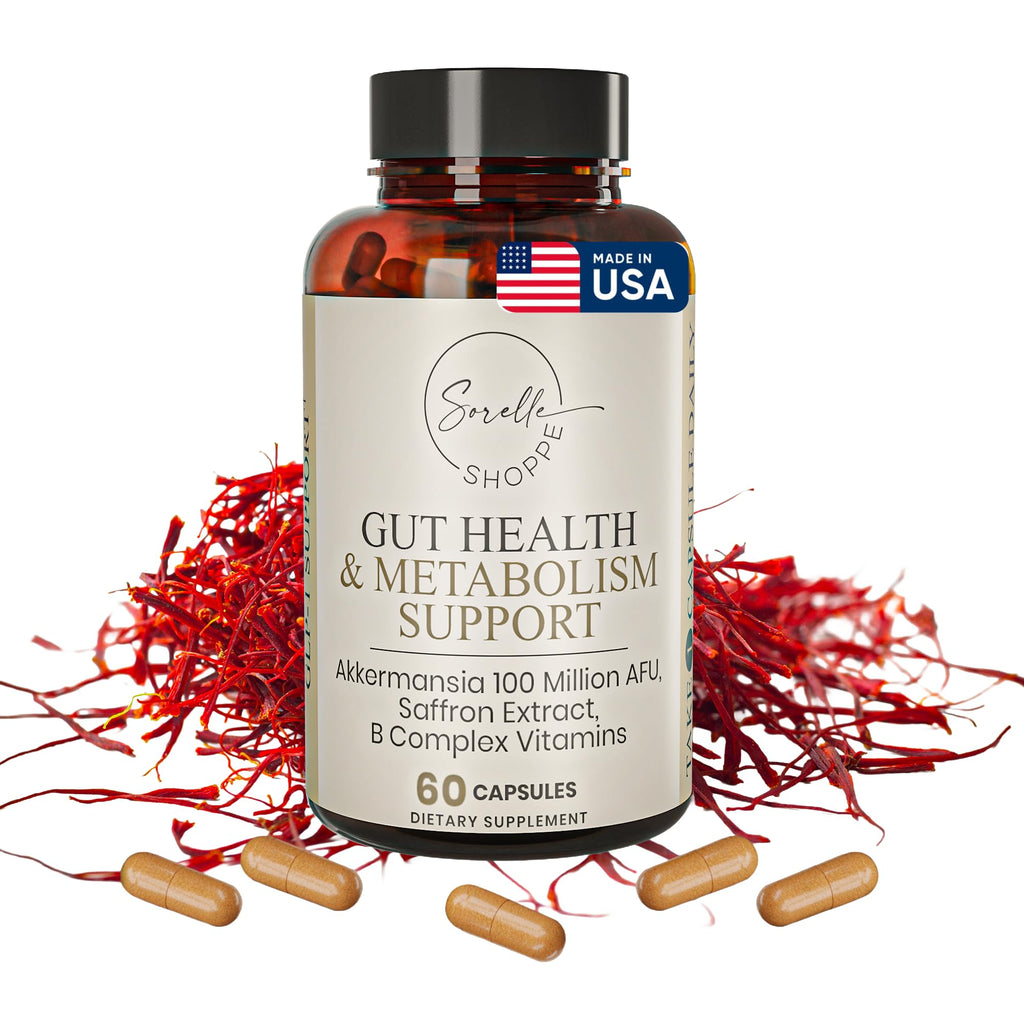SORELLE SHOPPE Akkermansia Muciniphila Probiotic + Saffron + B Complex | Core Gut Health & Daily Wellness | Mood & Metabolism Support