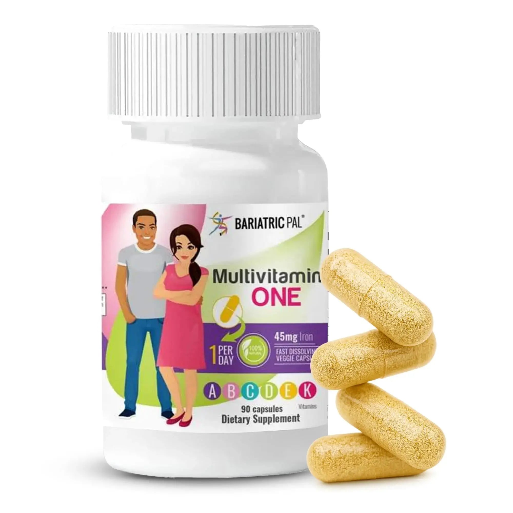 BariatricPal Multivitamin ONE 1 per Day! Bariatric Multivitamin Capsule with 45 mg of Iron | Easy to Swallow Capsule | BariatricPal Au supplements