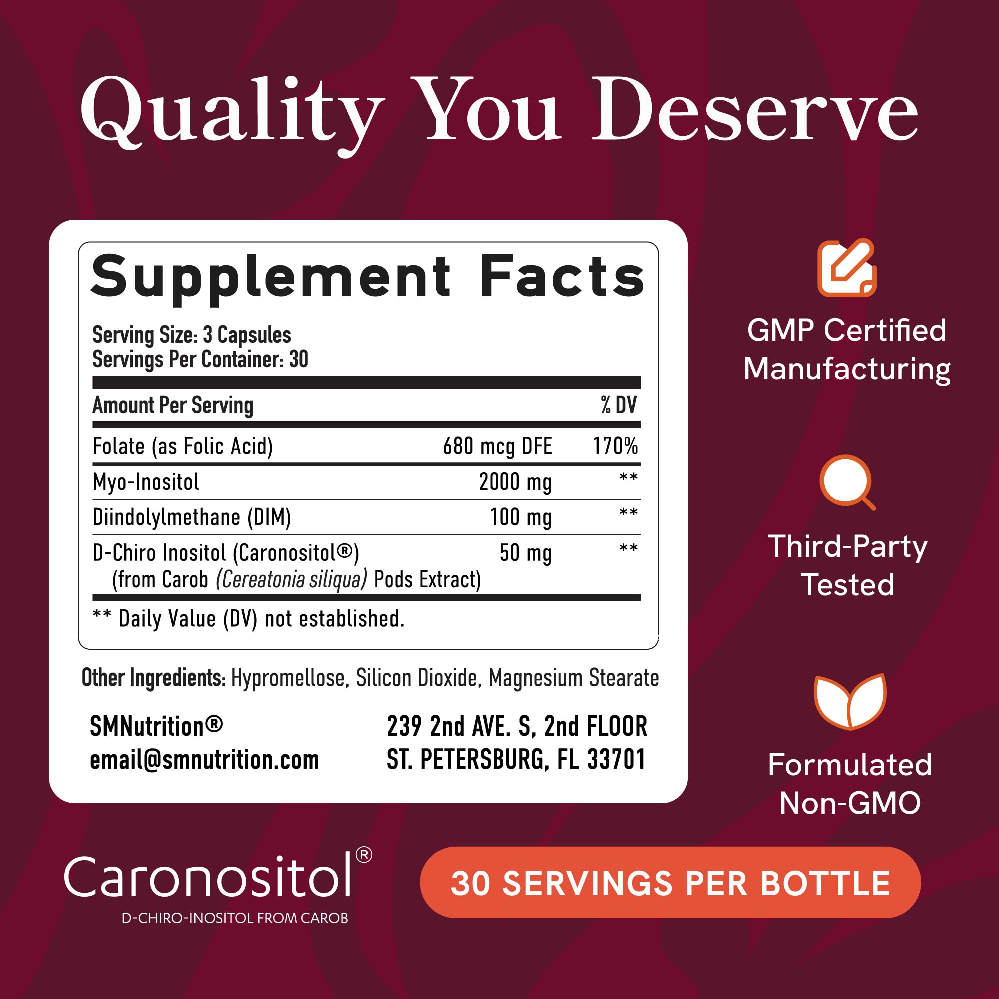 Ovarian Support for Hormone Balance for Women | Healthy Ovulation, Menstrual Cycle & Reproductive Health Support | DIM Supplement with Myo-Inositol & D-Chiro Inositol & Folate Complex | 30 Day Supply SMNutrition Au supplements