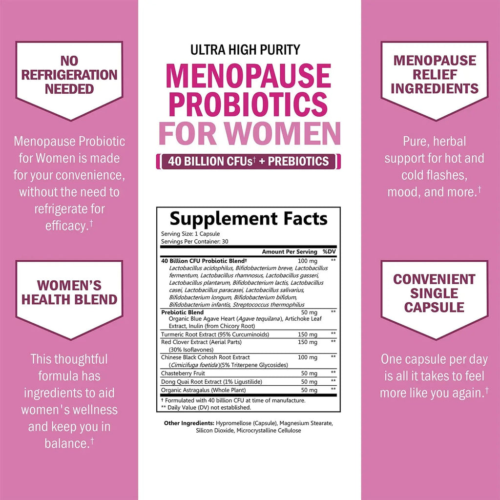 Menopause Support Probiotics for Women - Hot Flashes Night Sweats Mood Swings BioSchwartz Au supplements