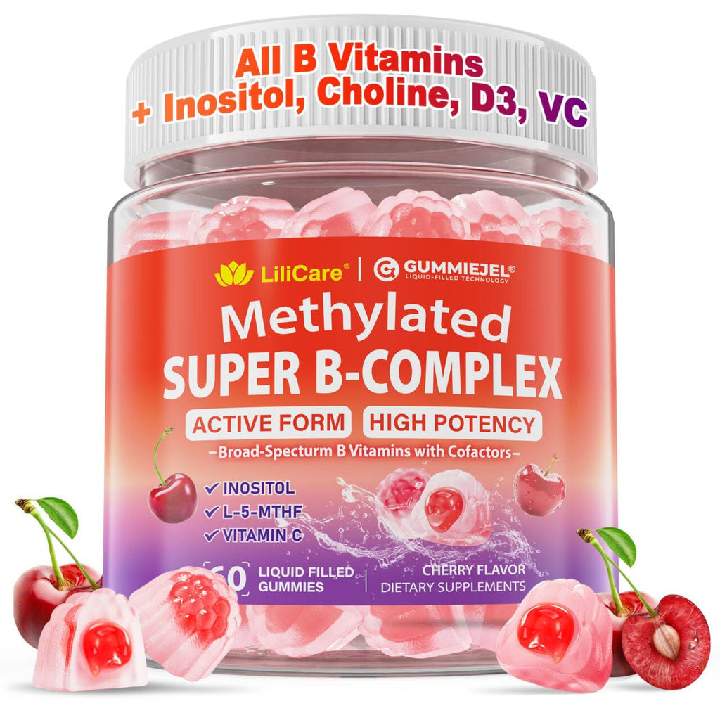 Methylated Vitamin B Complex Gummies for Women & Men - 12-in-1 Multivitamin with 1000 mcg Methyl B12, 1700 mcg Methylfolate, 2000 mcg Biotin, Inositol for Energy