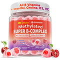 Methylated Vitamin B Complex Gummies for Women & Men - 12-in-1 Multivitamin with 1000 mcg Methyl B12, 1700 mcg Methylfolate, 2000 mcg Biotin, Inositol for Energy