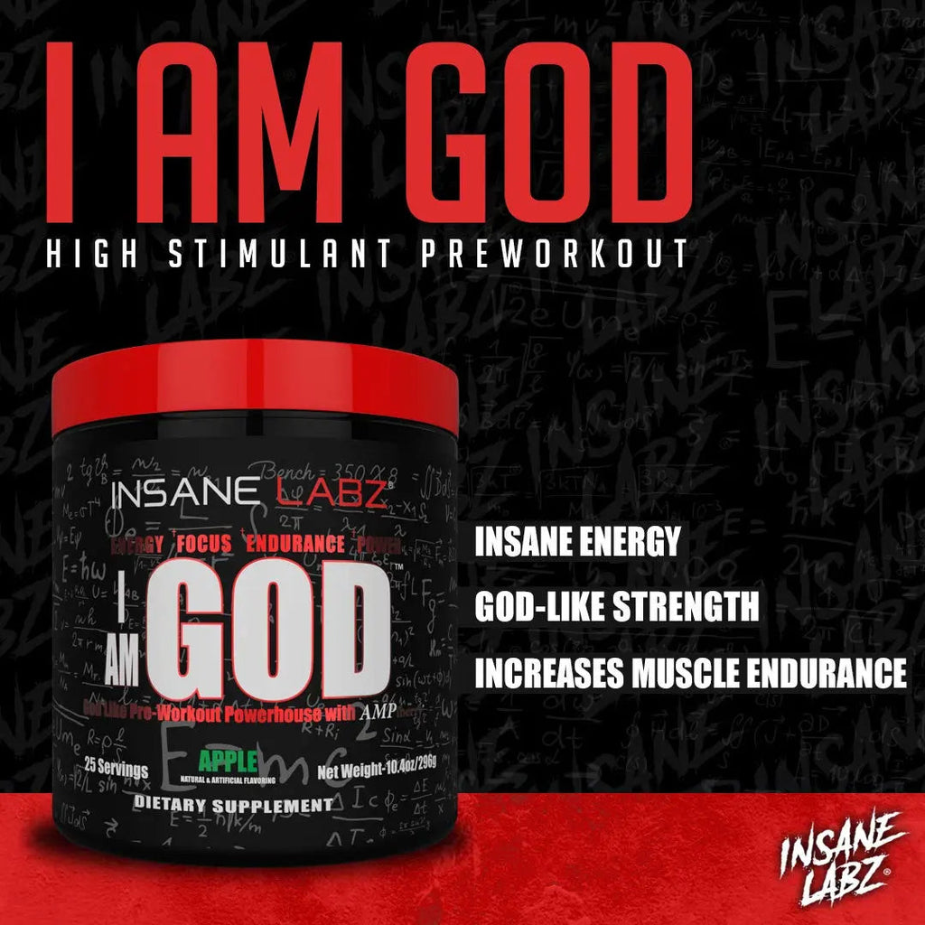 Insane Labz I am God Pre Workout, High Stim Pre Workout Powder Loaded with Creatine Insane Labz Au supplements