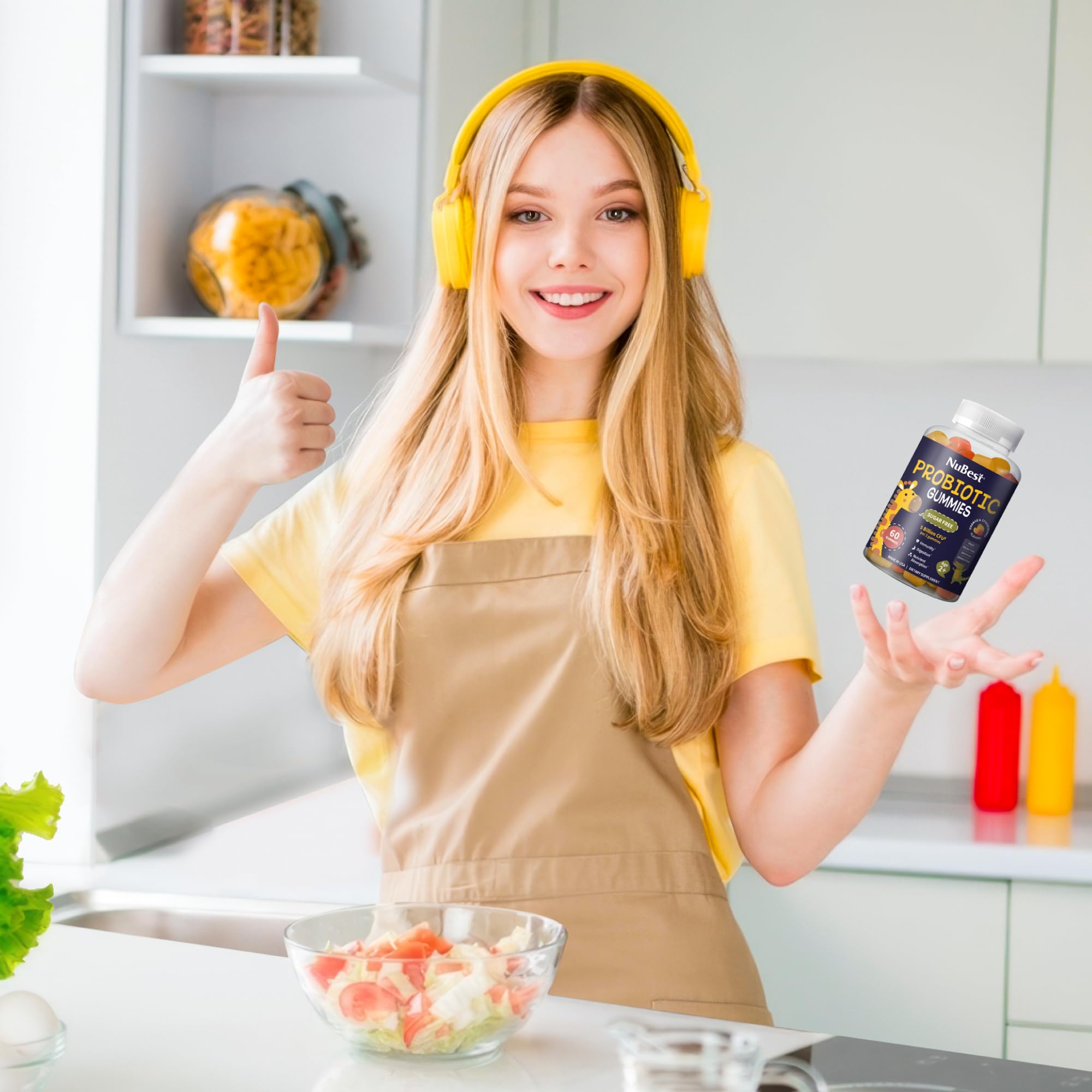 NuBest Daily Probiotic Gummies for Kids & Teens with 5 Billion CFUs | Supports Immune, Gut, and Digestive Health | No Added Sugar | Yummy Strawberry