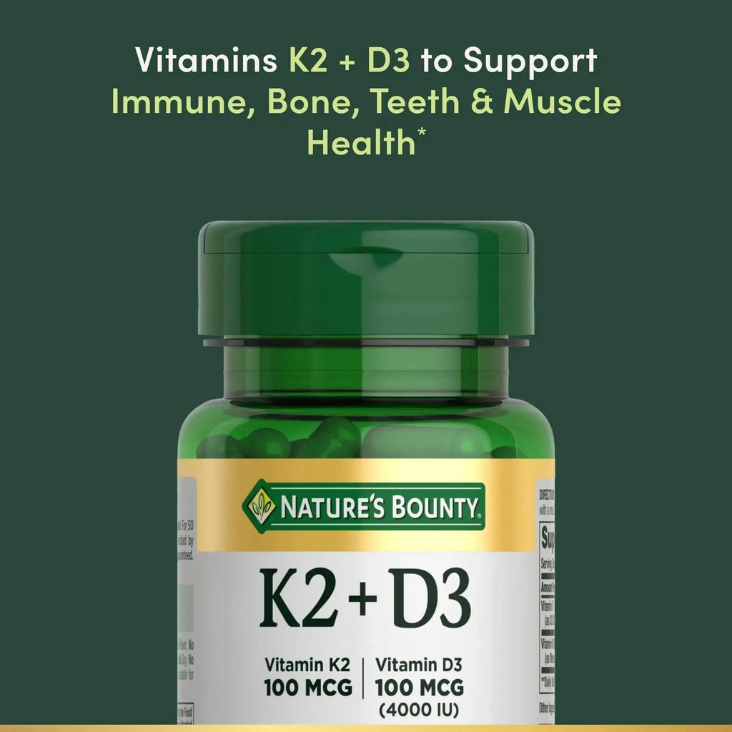 Nature’s Bounty Vitamin D3 K2 Supplement, 4000 IU Vitamin D3 plus 100 mcg of Vitamin K Supplements Nature's Bounty Au supplements