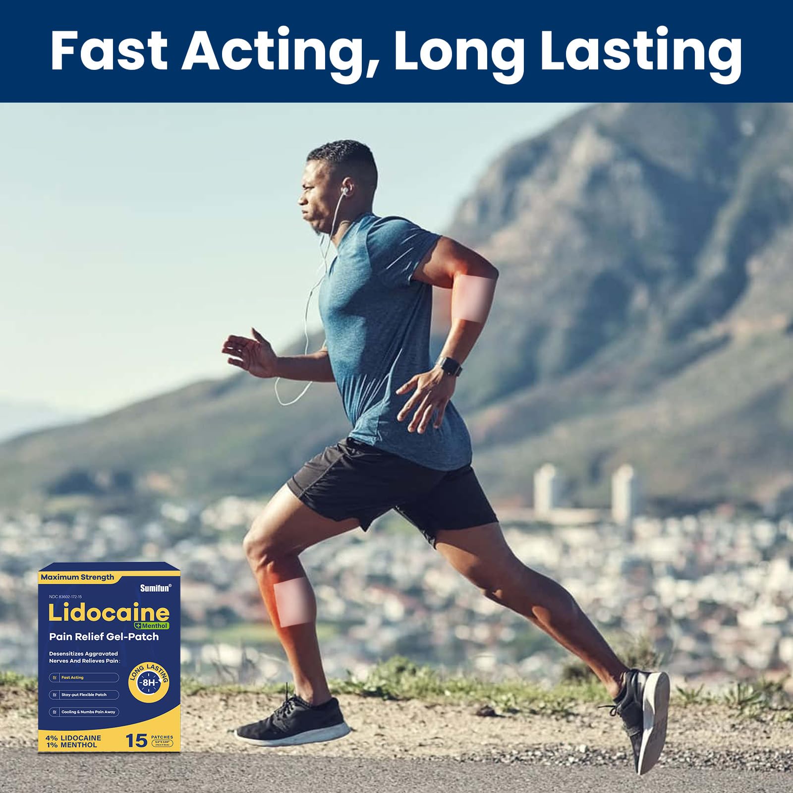 Sumifun 4% Lidocaine Patches Plus 1% Menthol - 15 Counts Maximum Strength OTC Pain Relief Patches for Back Ache Stiff Neck Joint Pain Muscle Soreness Topical Analgesic Sumifun Au supplements