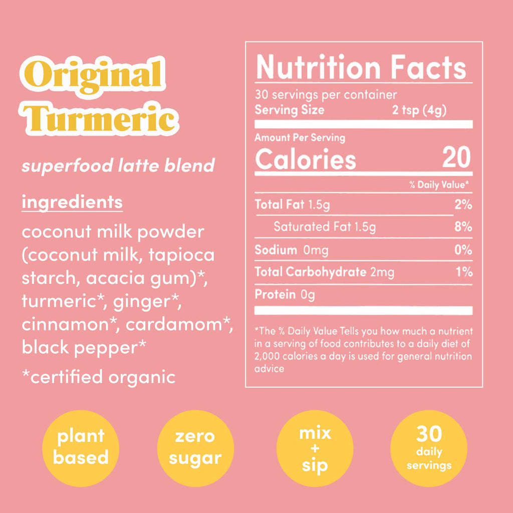 GOLDE - Superfood Latte Blend - Original Turmeric - Plant-Based w/Coconut, & Ginger - Vegan, Keto, Sugar-Free - 30 Servings GOLDE Au supplements
