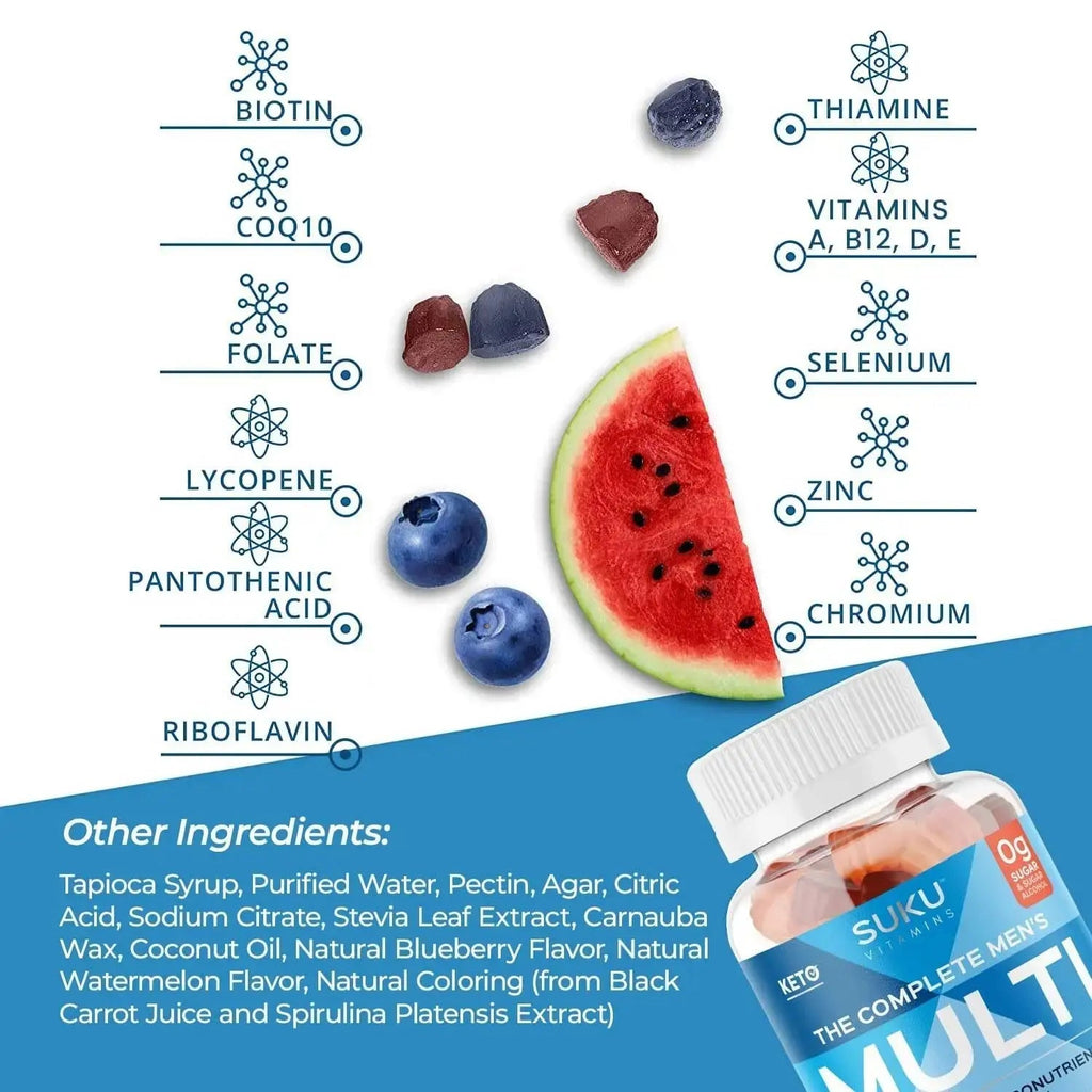 SUKU Men's Daily Multivitamin Gummies – Vitamins A, B12, C, D3, E, Zinc, CoQ10 & Lycopene – Prostate, Heart & Immune Support SUKU Au supplements