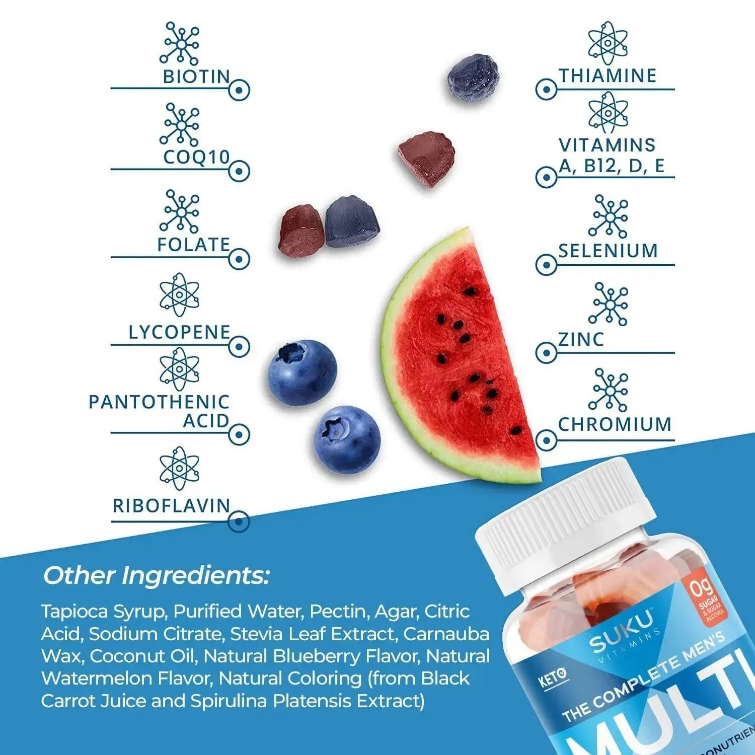 SUKU Men's Daily Multivitamin Gummies – Vitamins A, B12, C, D3, E, Zinc, CoQ10 & Lycopene – Prostate, Heart & Immune Support SUKU Au supplements