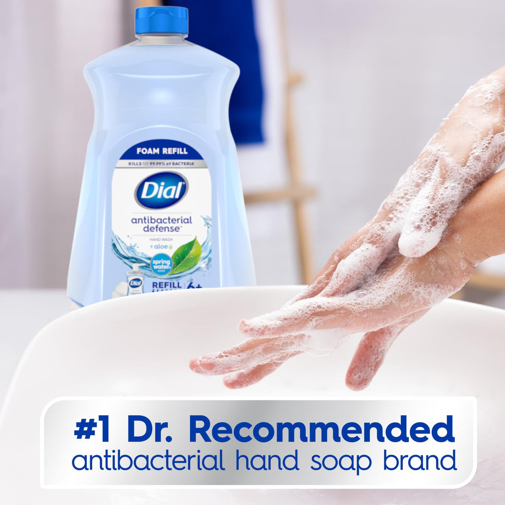 Dial Antibacterial Defense Foaming Hand Soap + Aloe, Spring Water Scent, 52 Fl Oz Hand Soap Refill