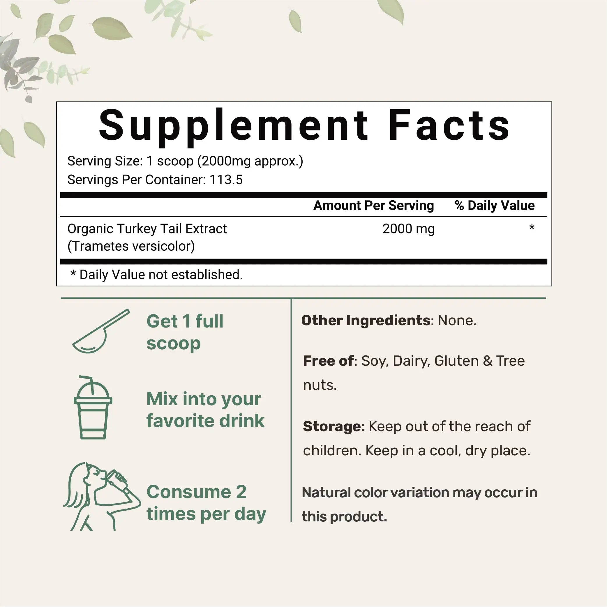 Organic Turkey Tail Mushroom Powder (50:1 Extract), 8 Ounce | Sustainably US Grown Micro Ingredients Au supplements