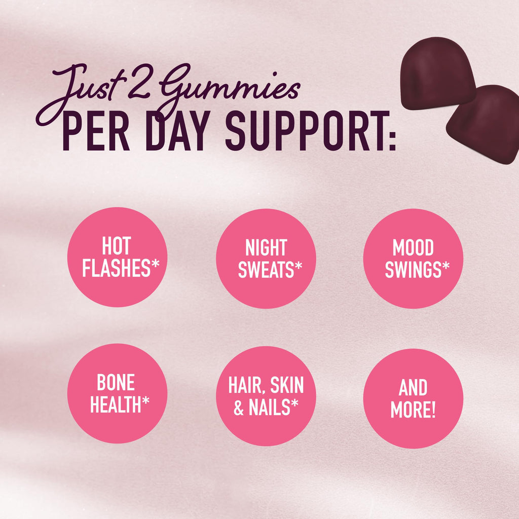 Menopause Support Gummies | Hormone Balance Relief for Hot Flashes, Night Sweats, Mood Swings, & Bloating | with Phytoestrogen Soy, Vitamin D3, PABA, Biotin | Vegetarian, Gluten-Free | 60 Count SMNutrition Au supplements