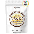 Micro Ingredients Vitamin D3 10,000 IU + K2 MK-7 200 mcg, 300 Softgels with Virgin Coconut Oil | 2-in-1 Vitamins D & K Complex