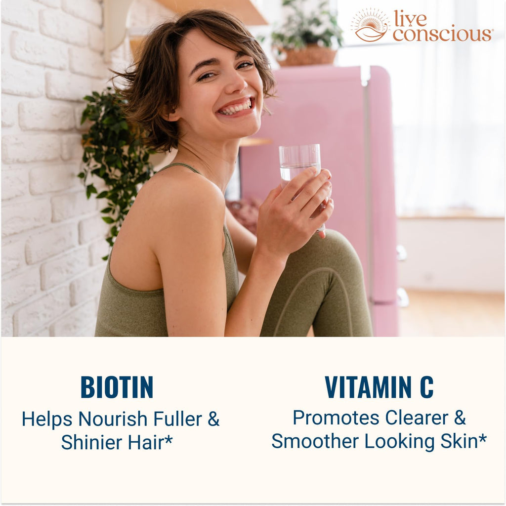 Live Conscious Beyond Collagen Multi Collagen Capsules - Types I, II, III, V & X - Hydrolyzed Blend with Biotin & Vitamin C for Hair, Skin, Nails 90 Capsules Live Conscious Au supplements