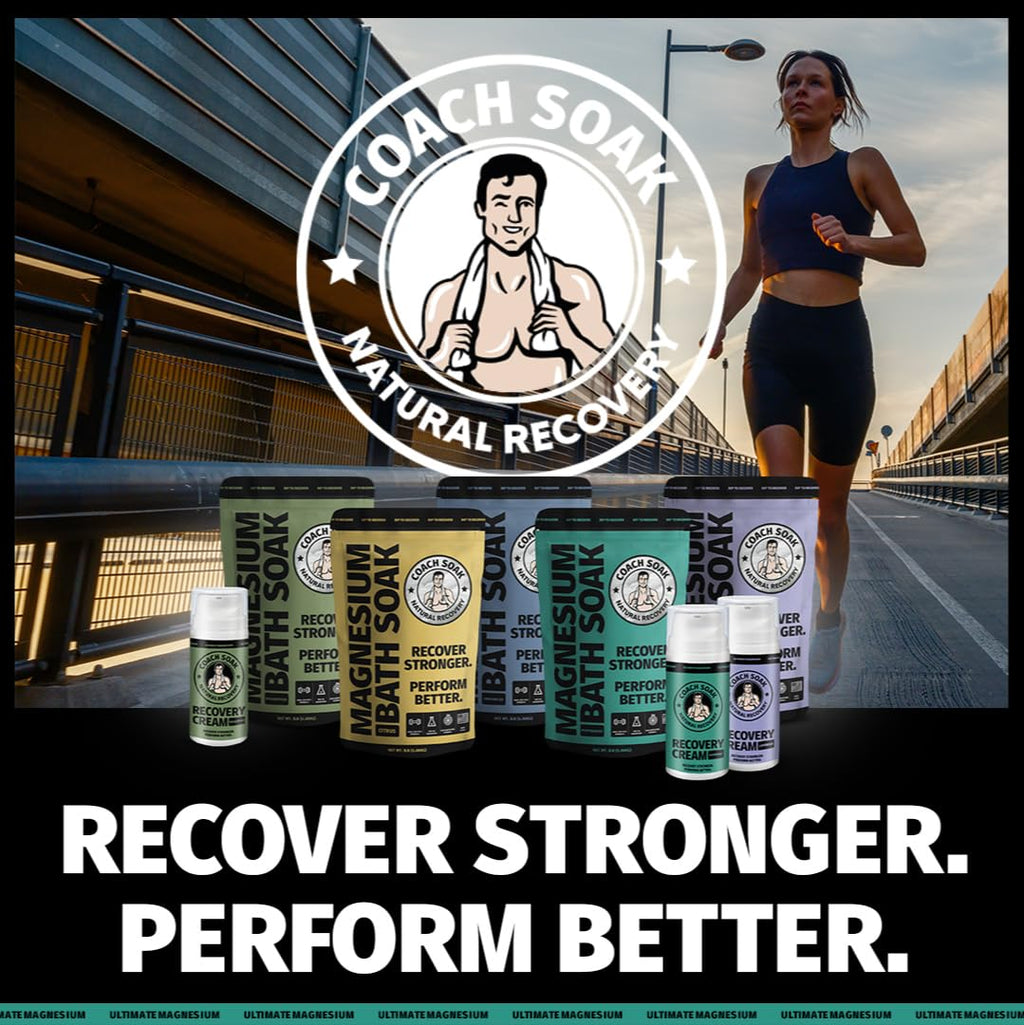 Coach Soak Magnesium Cream with MSM in Pump Bottle - Natural Recovery Cream with Magnesium Chloride & Menthol - Fast-Absorbing for Muscles & Joints, Cooling Menthol, 3.4oz Coach Soak Au supplements