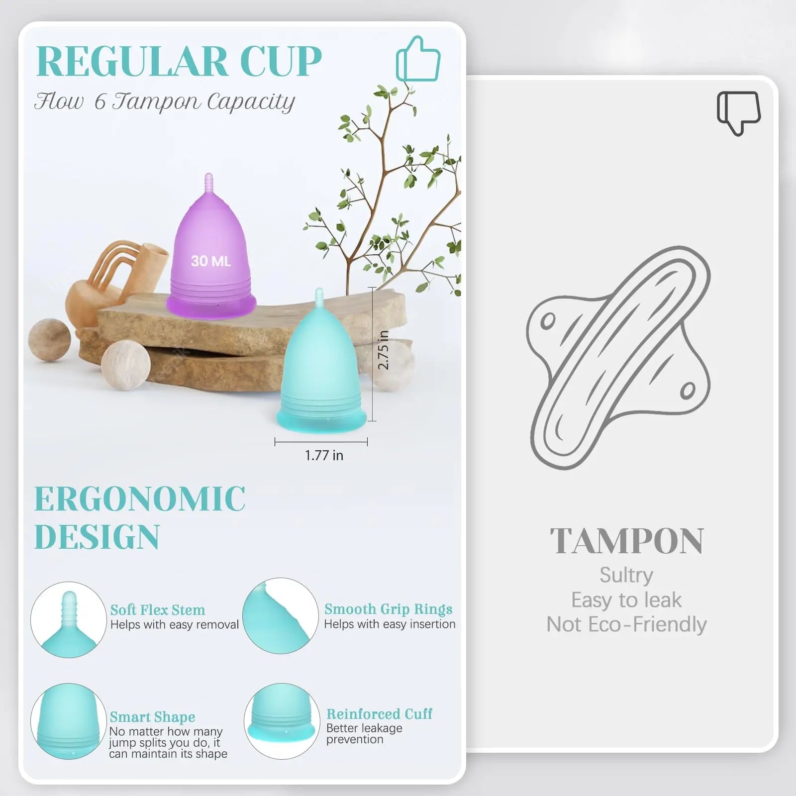 YTYOMUR Menstrual Cup Set, 2 Soft Period Cup Come with Collapsible Cleaner Cup YTYOMUR Au supplements