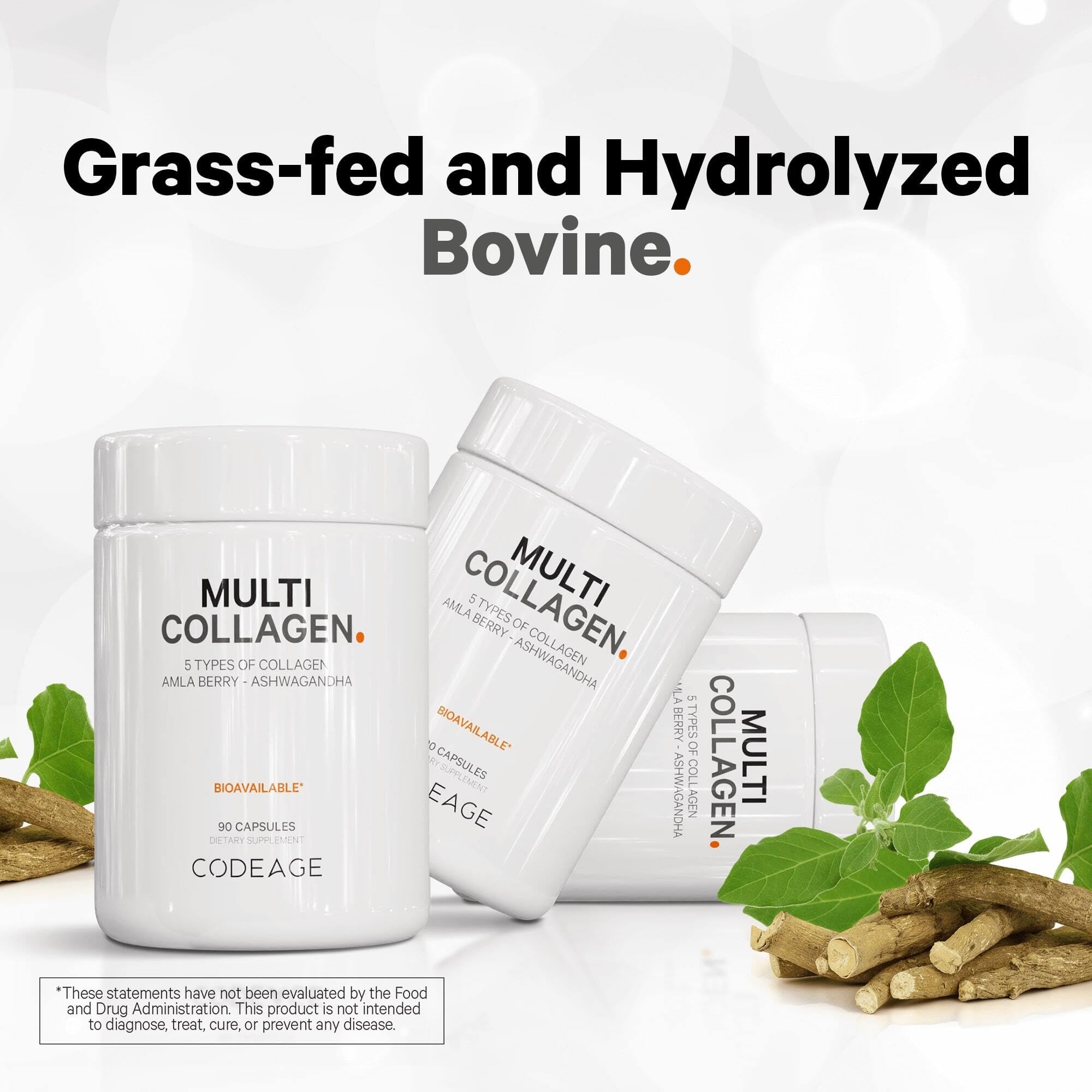 Codeage Multi Collagen Protein Capsules 5 Types, Ashwagandha Withania Somnifera & Organic Amla Berry + SBO Probiotic Blend 50 Billion CFU Bundle, Lactobacillus Plantarum, Bacillus Subtilis, Non-GMO Codeage Au supplements