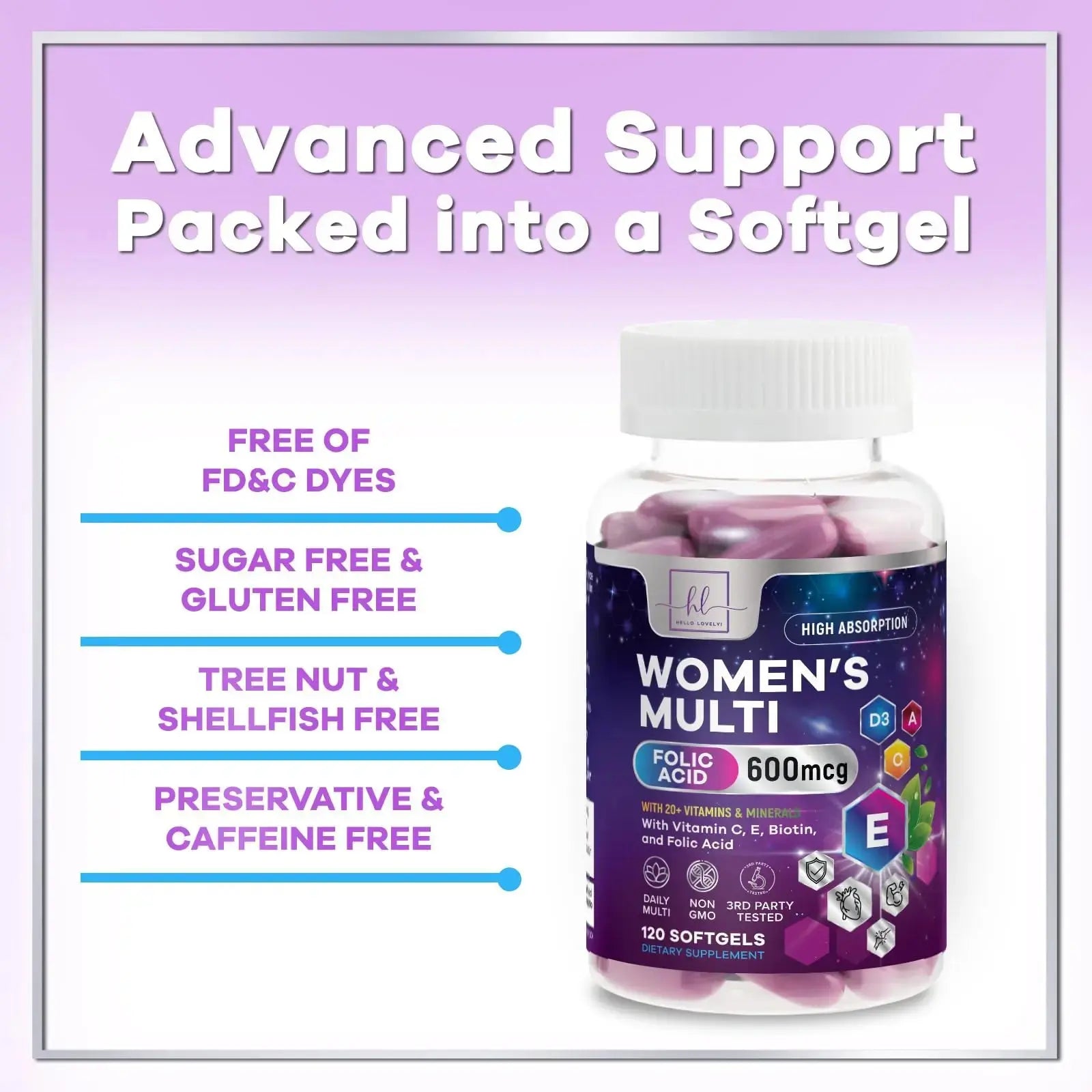 Multivitamin For Women - Complete Daily Woman's Multivitamins with Biotin, Calcium, Folic Acid, Iron, Zinc, Vitamin A, C, D, E & B Vitamins Hello Lovely! Au supplements