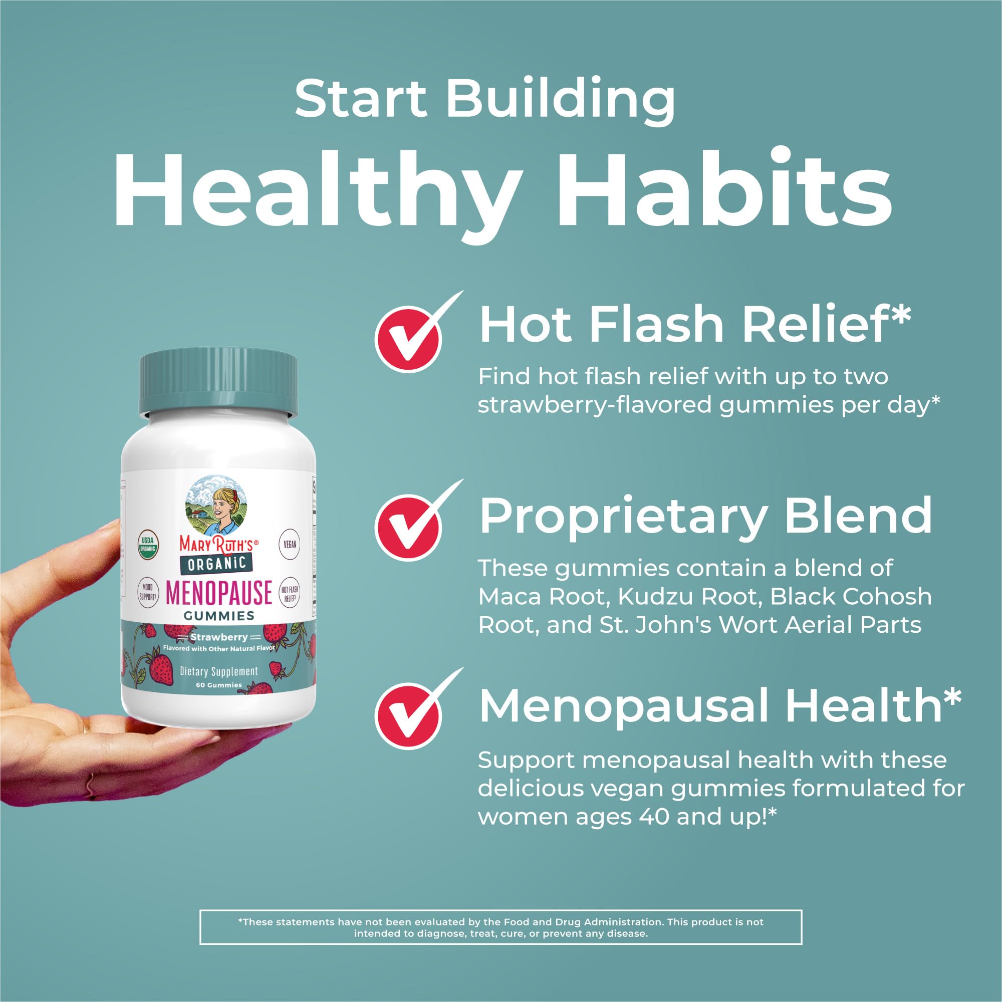 Organic Menopause Gummies by MaryRuth's | Menopause Supplements for Women | Mood Support | Hot Flash Relief | Maca Root | Black Cohosh | USDA Organic | Non-GMO | Vegan | 30 Servings MARYRUTH'S Au supplements