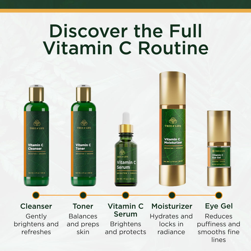Tree of Life Beauty Vitamin C Skin Care Set, Skin Brightening Face Oil for Dark and Age Spots, Facial Serums