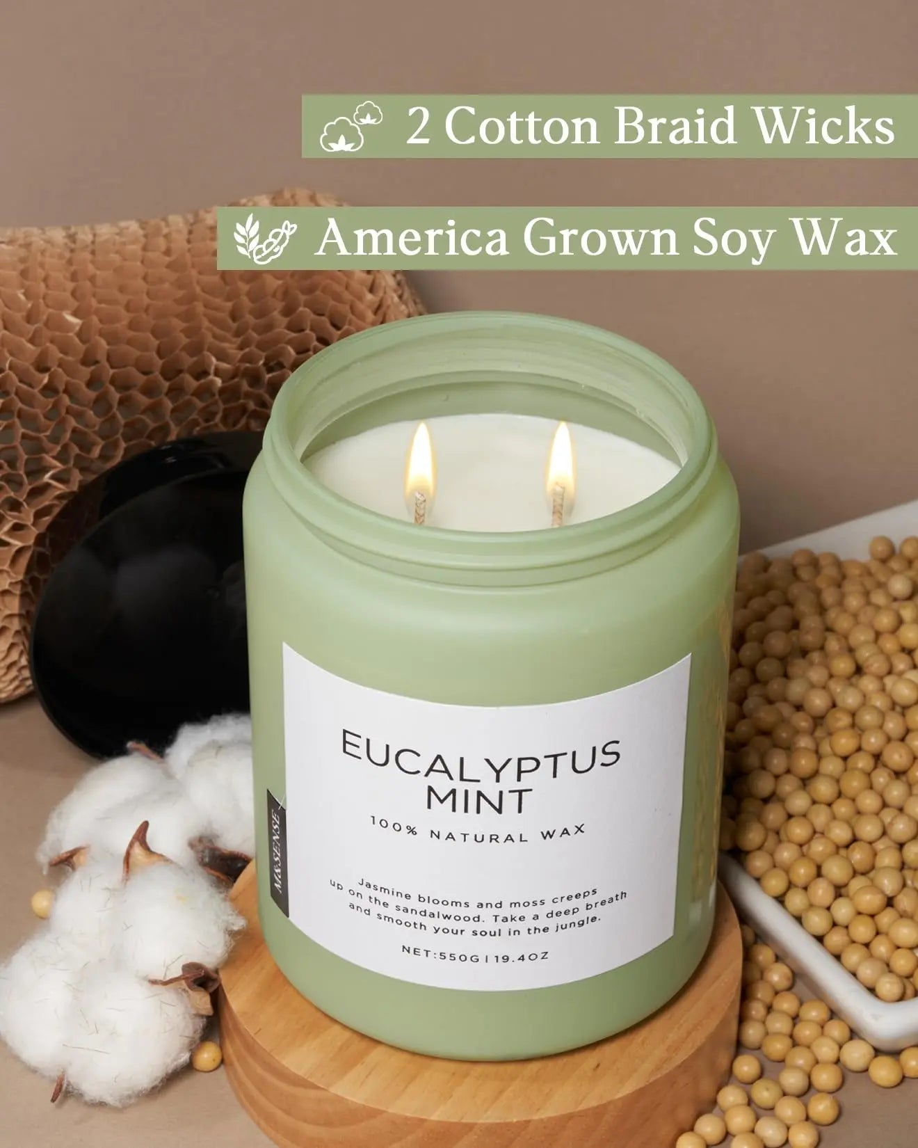 M&SENSE Eucalyptus Mint Candles for Home Scented, 19.4oz 110 Hours Burn Soy Aromatherapy M&SENSE Au supplements
