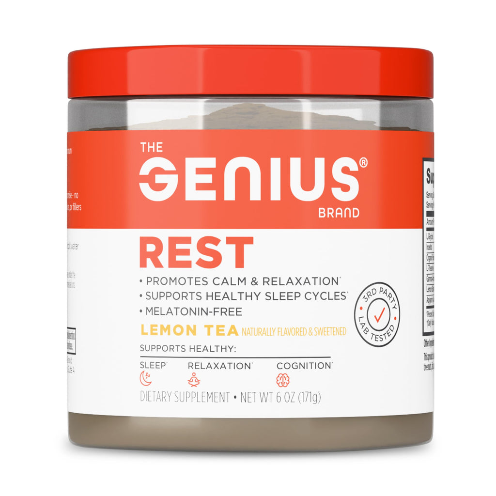 The Genius Brand Genius Rest Nootropic – Melatonin-Free Sleep Support Supplement for Calm & Relaxation – Lemon Tea – 30 Servings The Genius Brand Au supplements