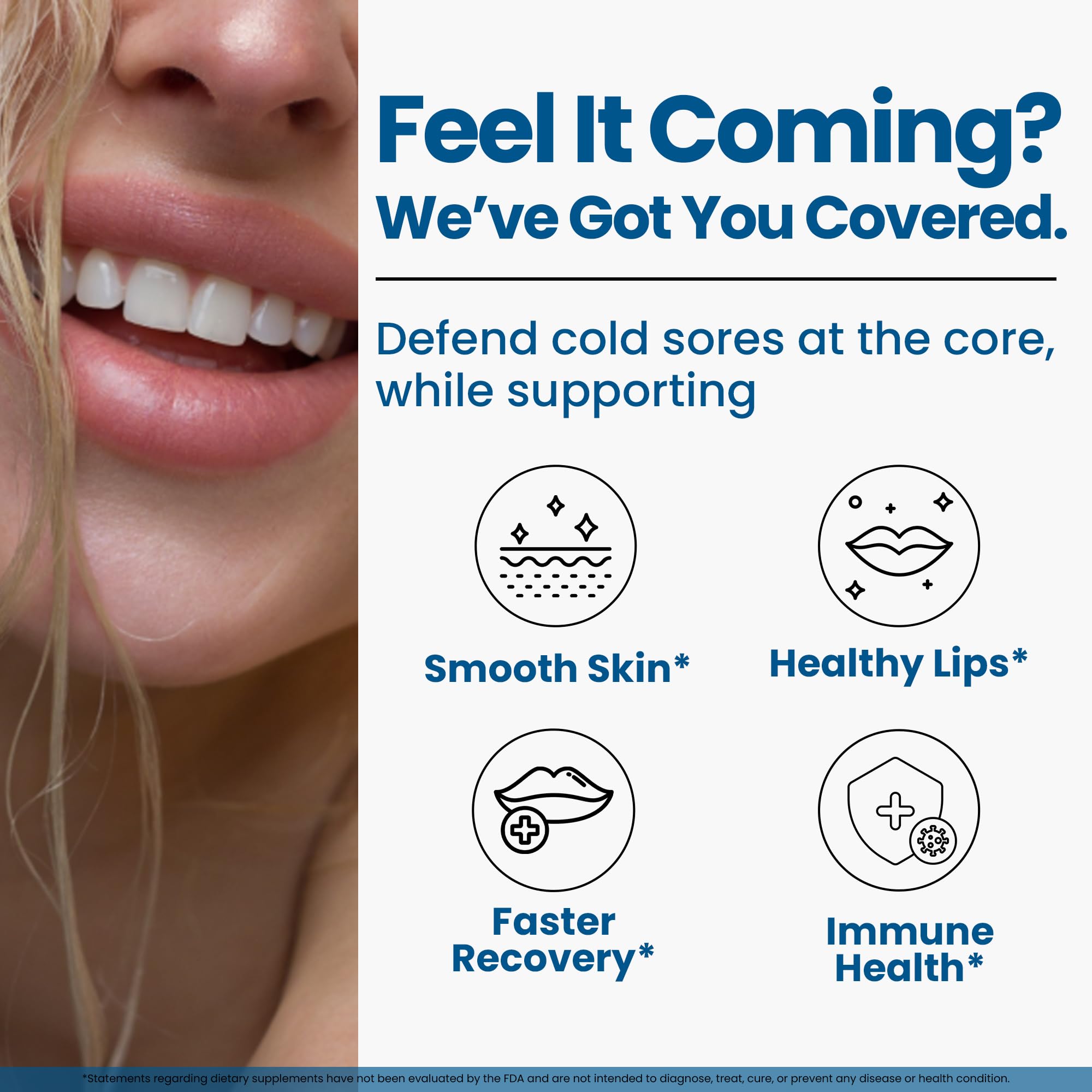 Lysine Cold Sore Treatment for Lips with Pre-Probiotics & VIT C | 1 Month Supply | Supercharged Lysine Capsules with Rhamnosus & Acidophilus for Cold Sores Relief