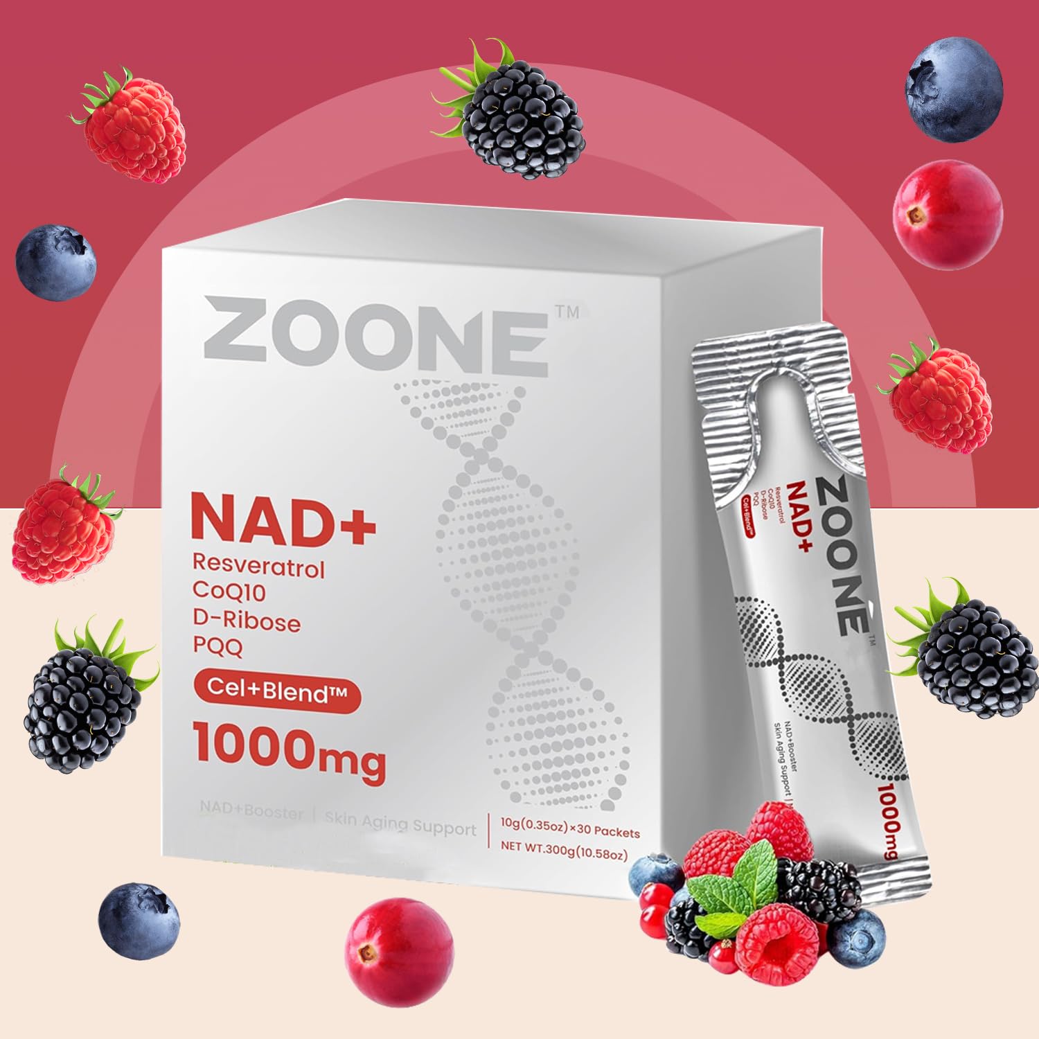 Zoone NAD Resveratrol Supplement, NAD+ Liquid Supplement 1000mg, with Nicotinamide Riboside, Resveratrol & PQQ, NAD Supplements for Men & Women, Healthy Aging & Boosts Cellular Energy – 30 Packs Zoone Au supplements