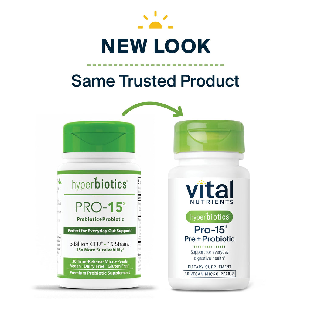 Hyperbiotics Vital Nutrients Pro-15 Prebiotics and Probiotics for Women and Men | 15 Science Backed Strains | Supports Occasional Constipation, Diarrhea, Gas & Bloating | 30 Vegan Time Release Pearls Hyperbiotics Au supplements