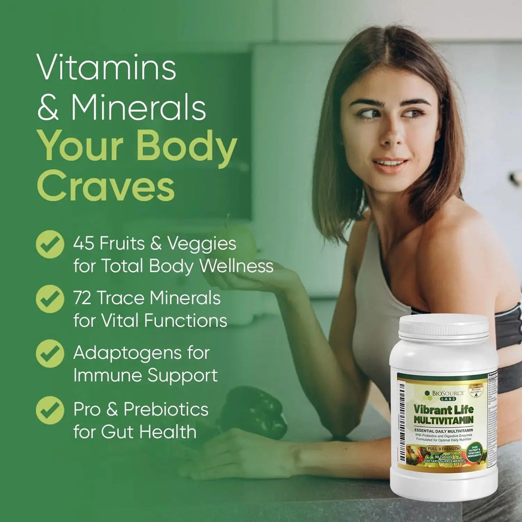 BioSource Labs Vibrant Life Multivitamin with Probiotics, Digestive Enzymes & B-Complex – Over 45 Fruits and Veggies BioSource Labs Au supplements