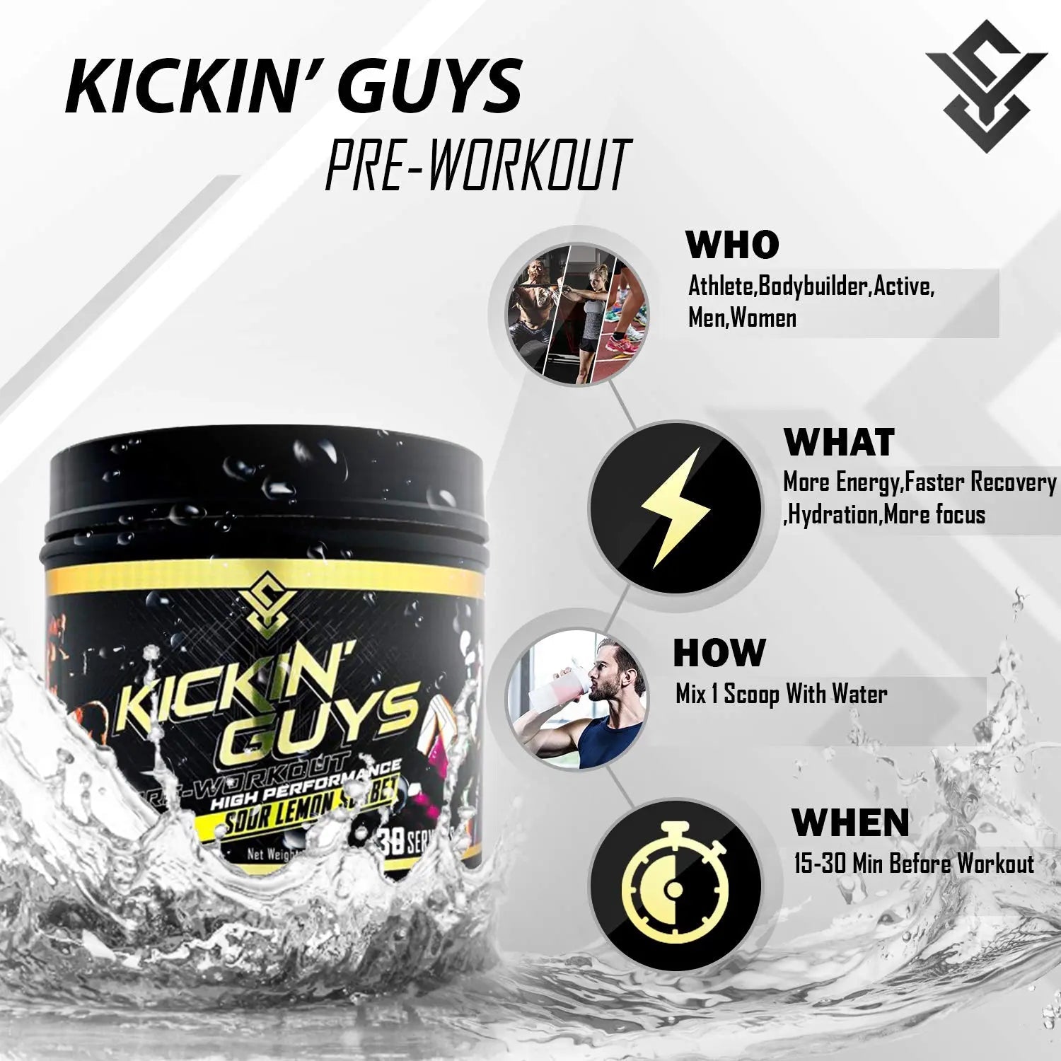Kickin' Guys Pre Workout Powder Sports Nutrition Supplement - Explode Energy & Performance Yulian Svitolin LLC Au supplements