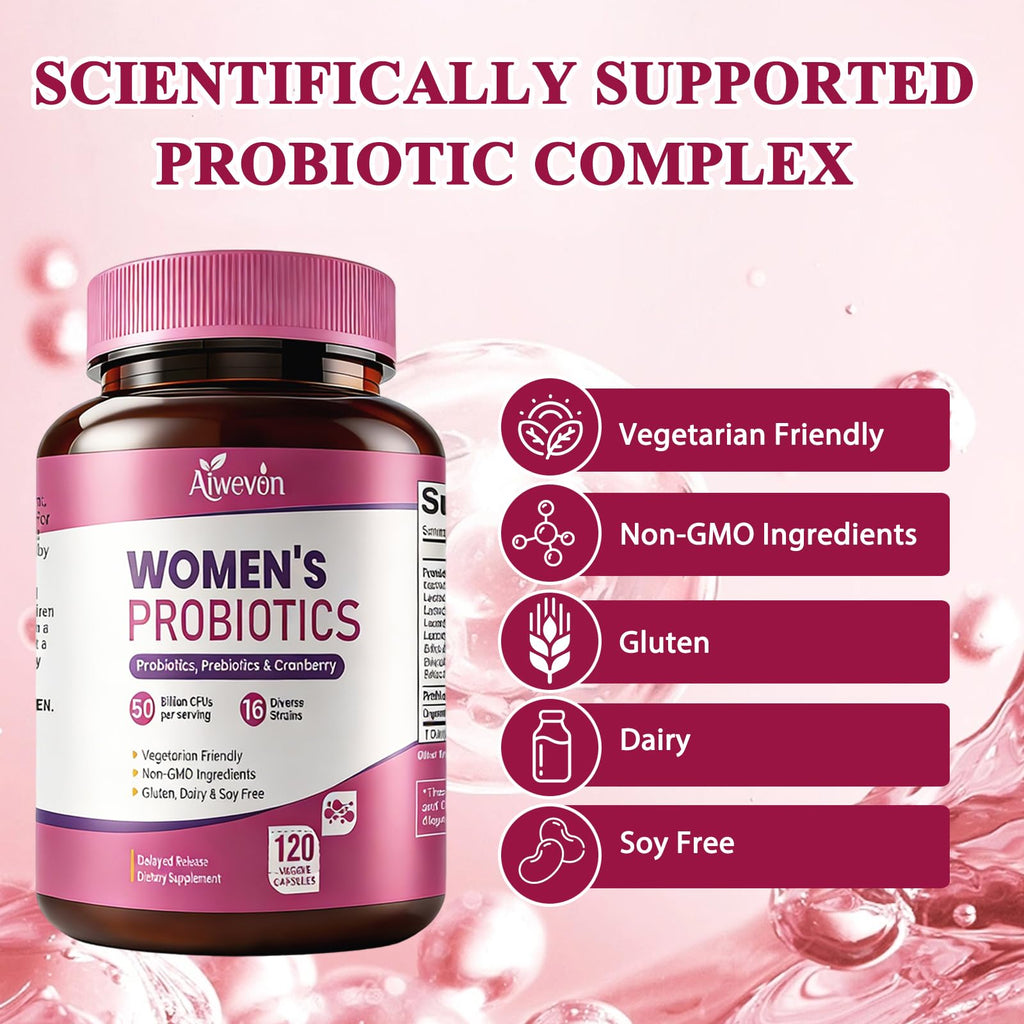 Women Probiotics 50 Billion CFU: Probiotics for Women with Prebiotics & Cranberry, 16 Strain Probiotic Supplement for Digestive Gut Health, Vaginal & Urinary Tract Support