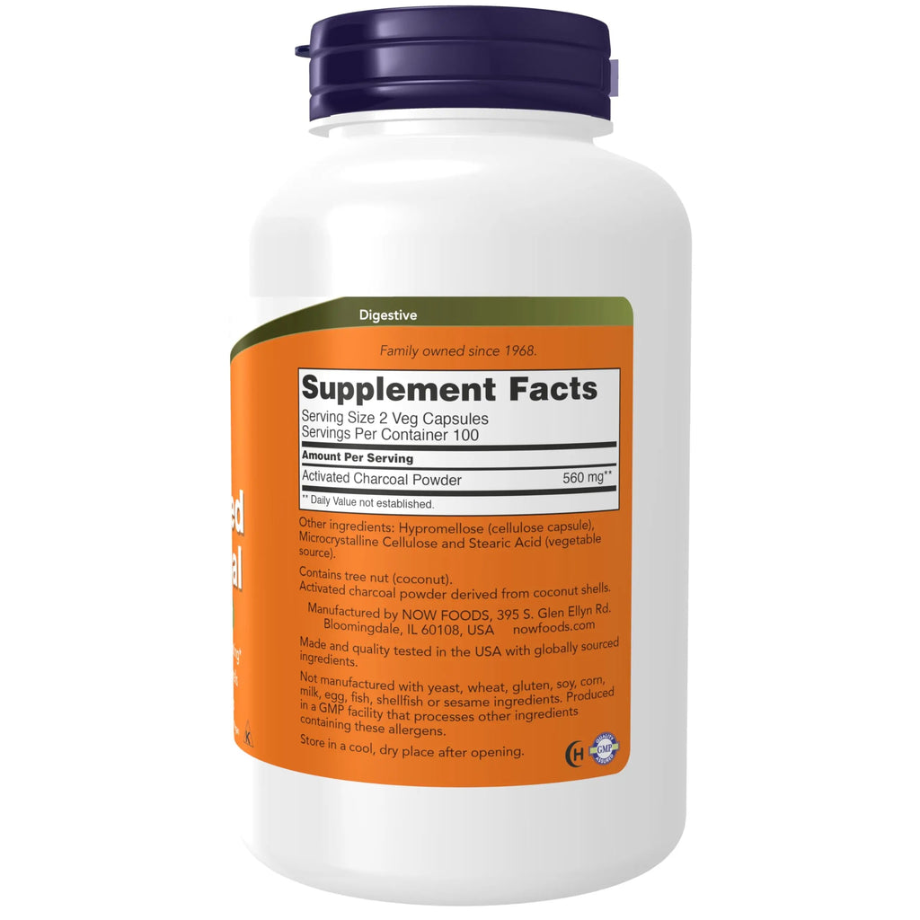 NOW Supplements, Activated Charcoal Made from Coconut Shells, Non-GMO Project Verified NOW Au supplements