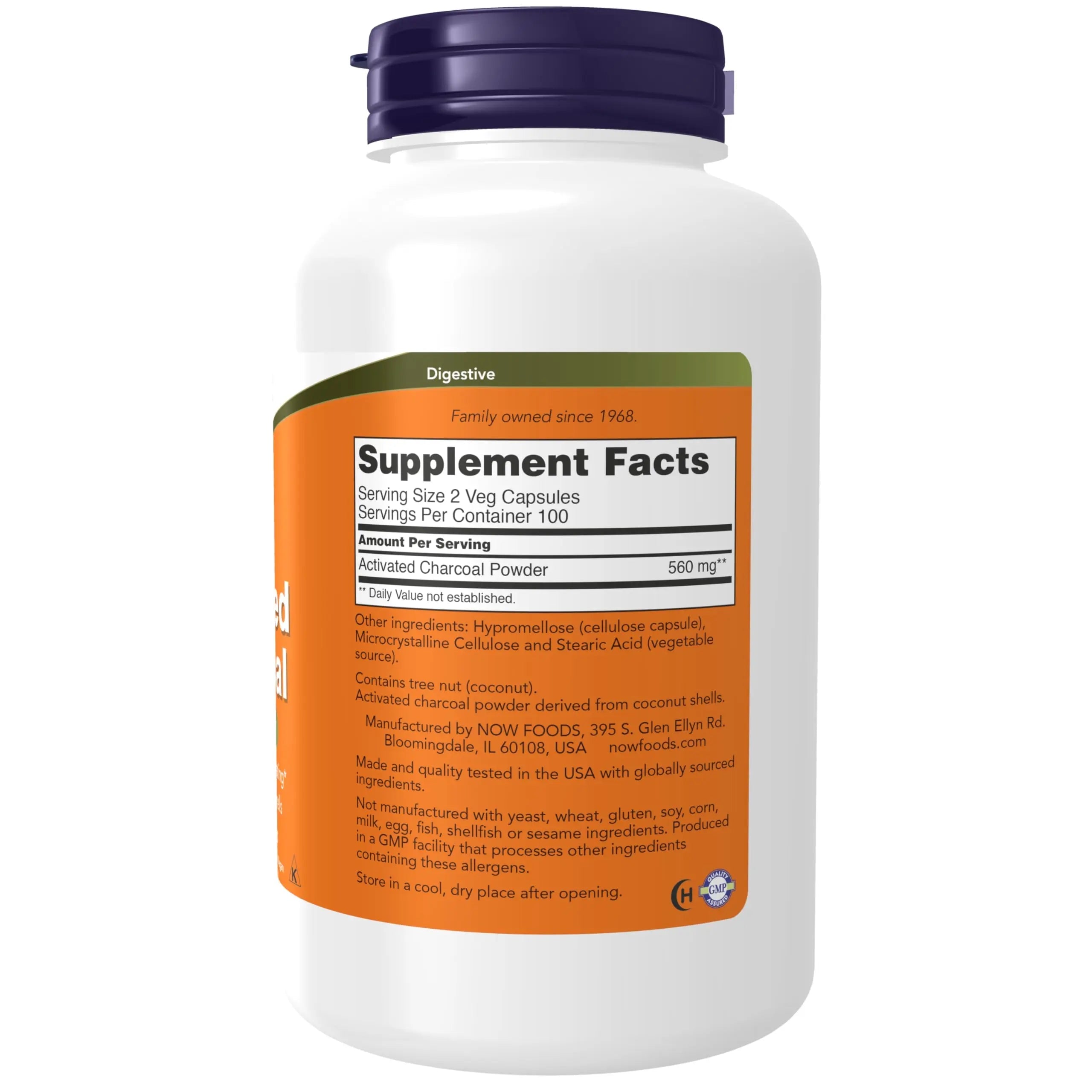 NOW Supplements, Activated Charcoal Made from Coconut Shells, Non-GMO Project Verified NOW Au supplements