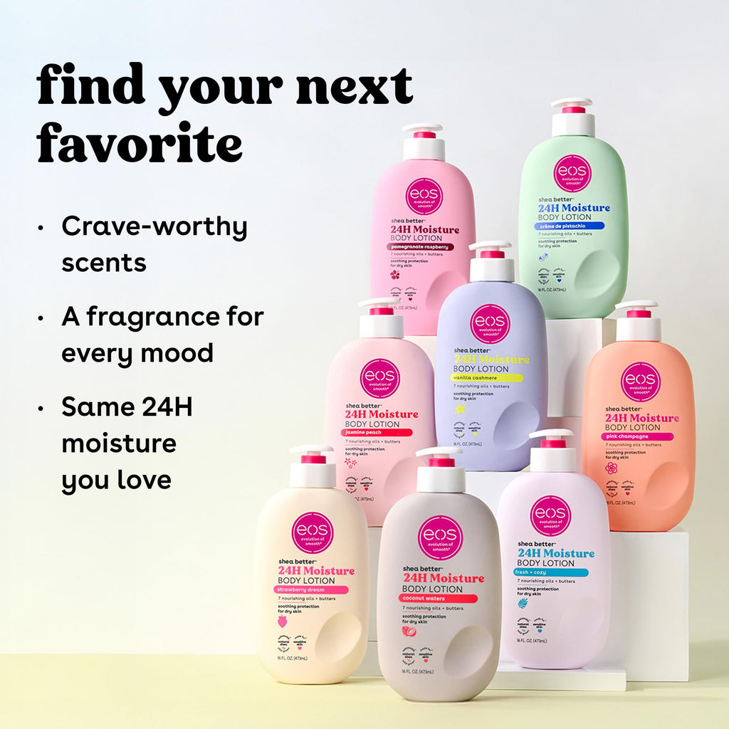 eos 24H Moisture Travel Body Lotion- Vanilla Cashmere, Travel Size Essential, Toiletries, Mini Body Lotion For Dry Skin, 2.5 fl oz