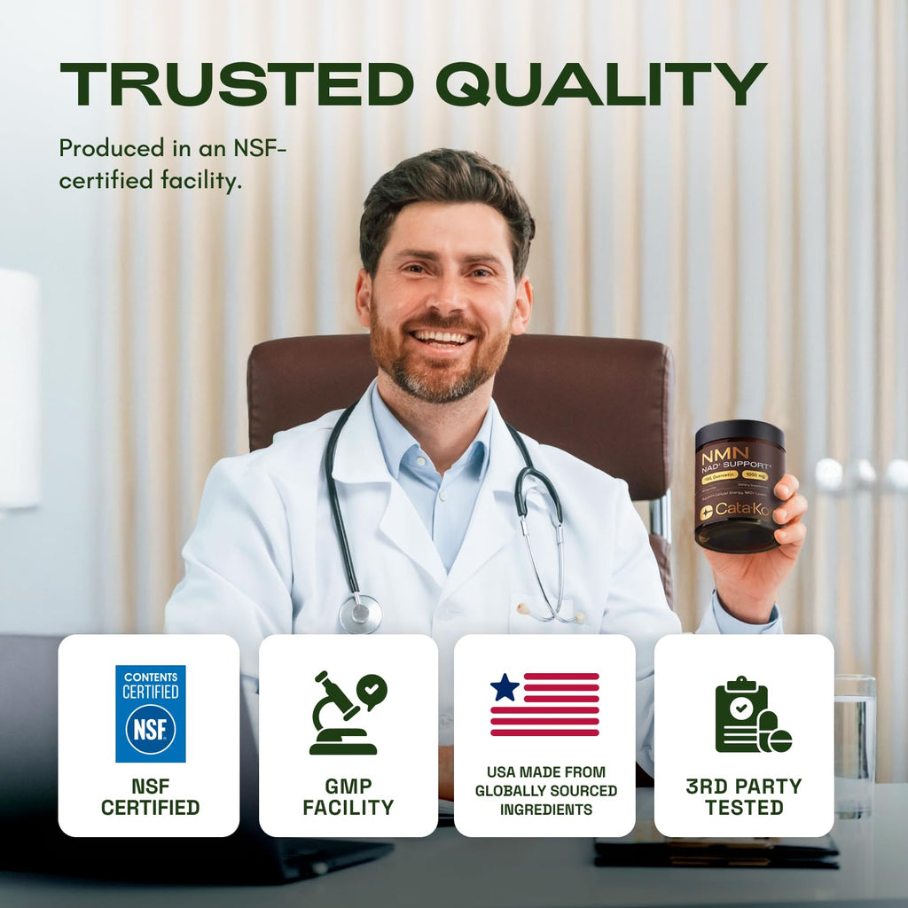 Cata-Kor NMN Supplement – 1000mg Per Serving NAD Resveratrol Supplement with Quercetin | TMG – NMNH Alternative – Supports Cellular Energy & NAD+ Level – 60 Capsules
