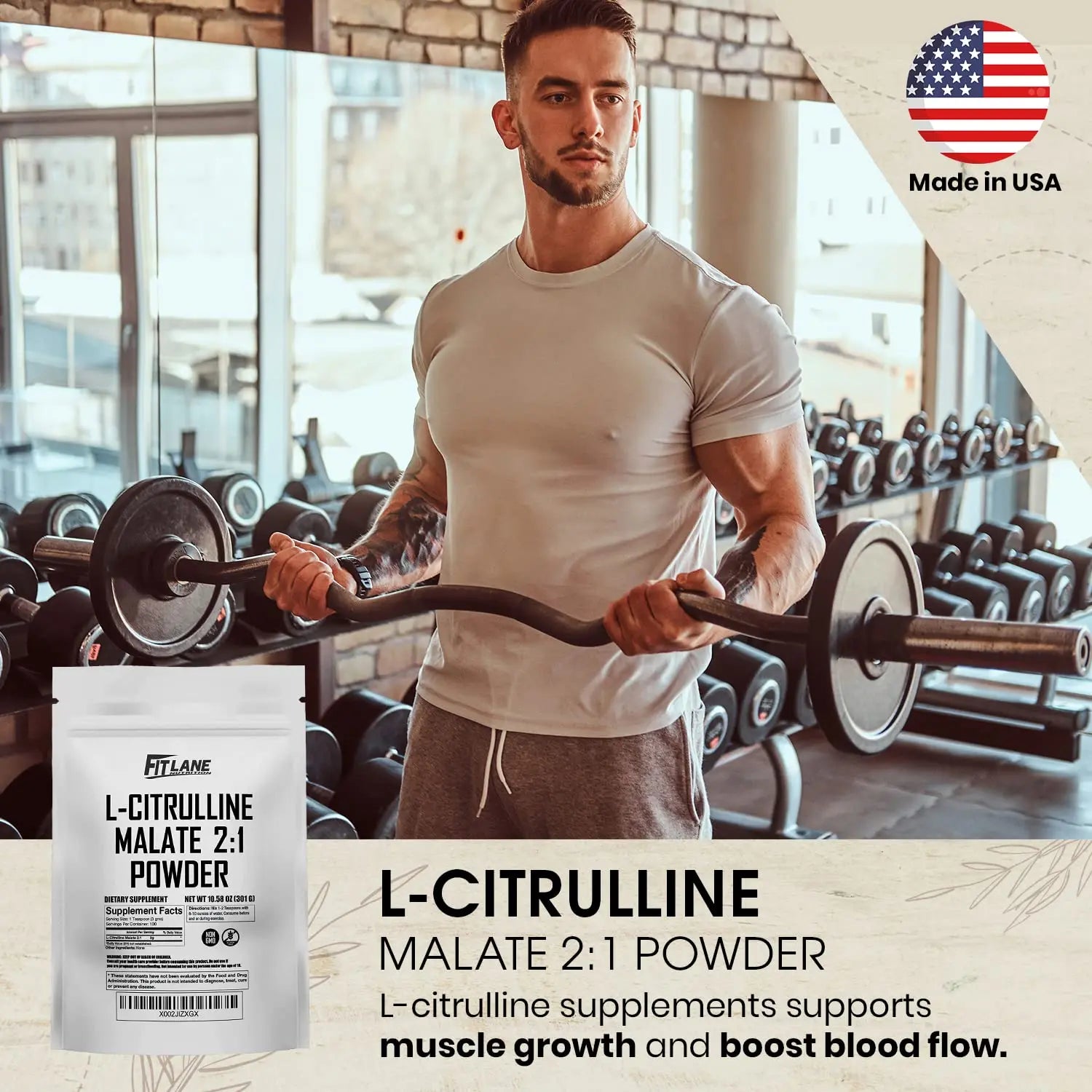L Citrulline Malate 2 1 Powder 300 Grams - Bulk L Citrulline Powder - Free Form Amino Fit Lane Nutrition Au supplements