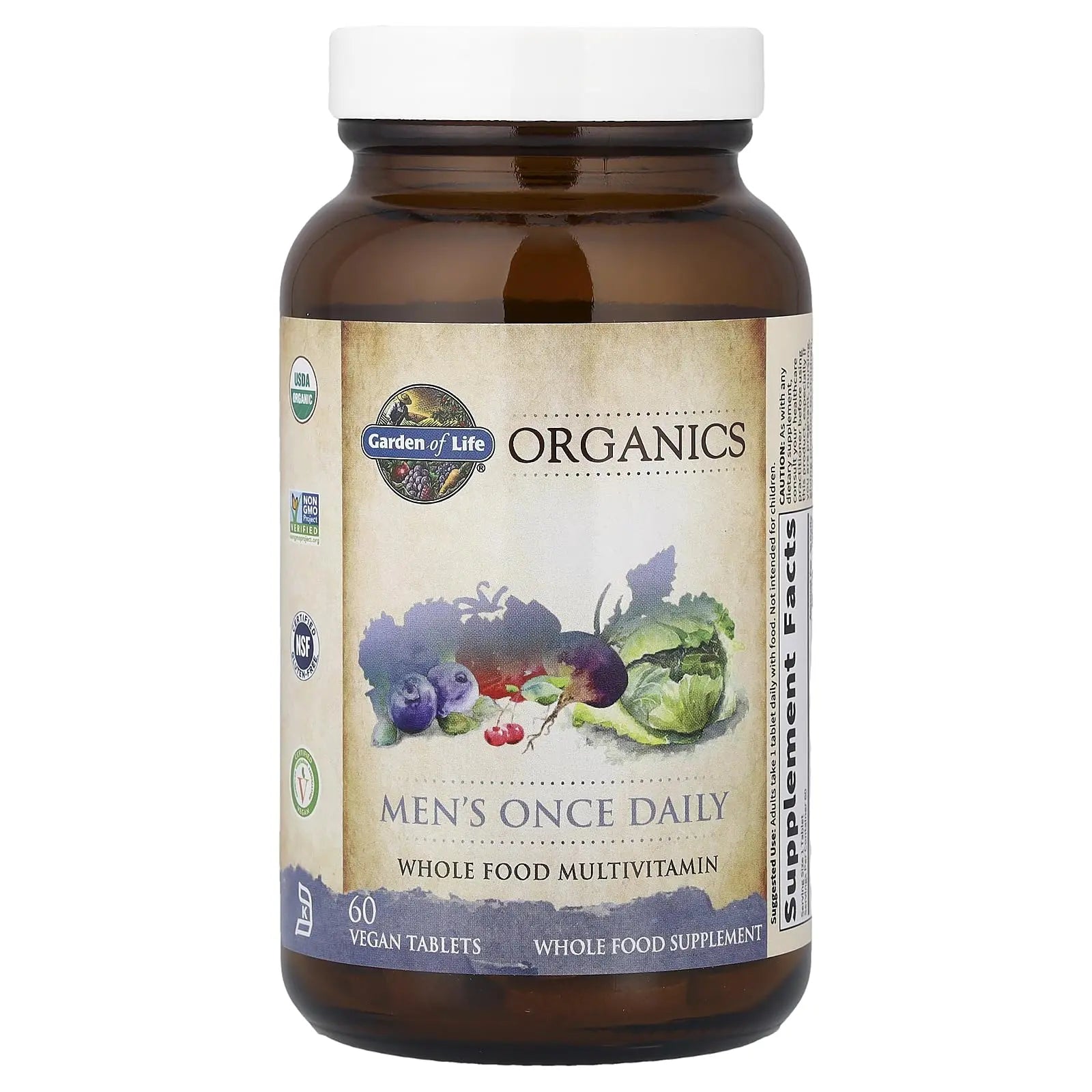 Garden of Life Once Daily Whole Food Multivitamin for Men, Organic Mens Vitamins & Minerals, Vitamin C, Zinc, Vegan, for Health & Well-Being, 60 Tablets Garden of Life Au supplements