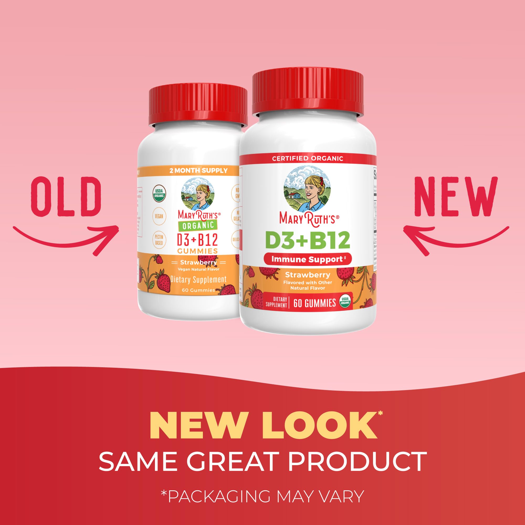 MARYRUTH'S Organic Vitamin D3 + B12 Gummies for Ages 4+ | Bone Health | Immune Support | Energy Metabolism | Cognitive Function | Vegan | Non-GMO