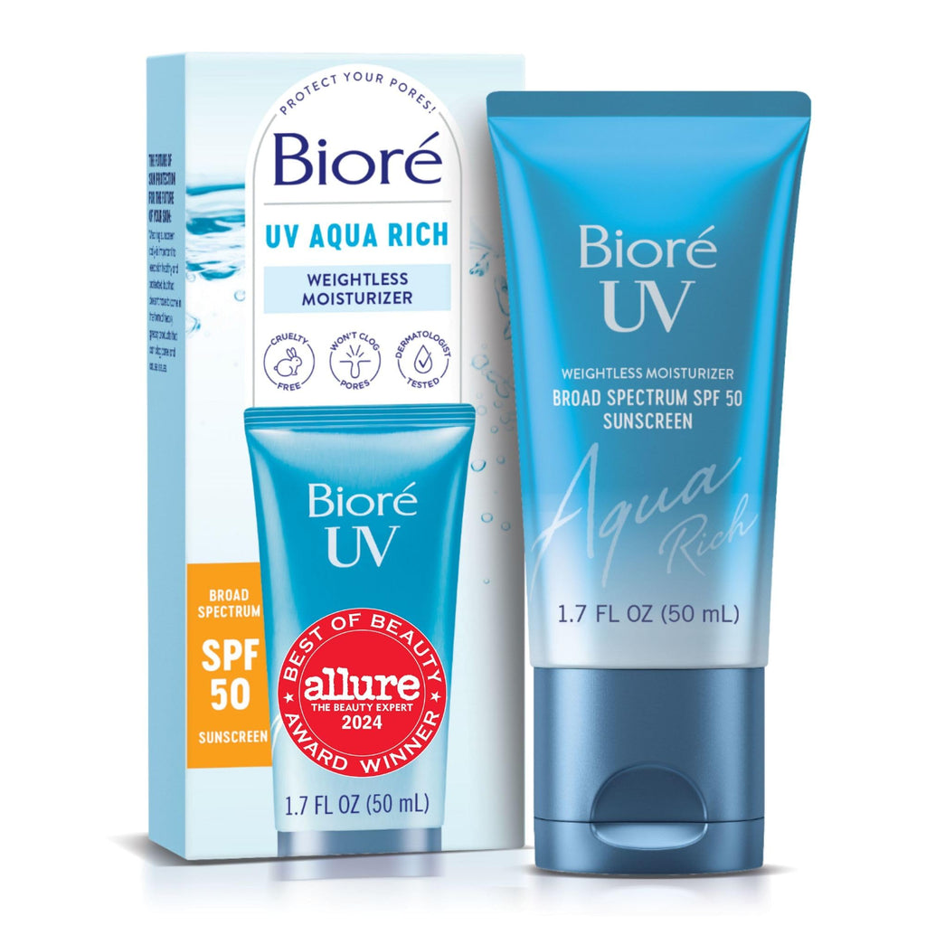 Biore UV Aqua Rich Daily Hydrating Facial Moisturizer with SPF 50 | Oil Free Sunscreen