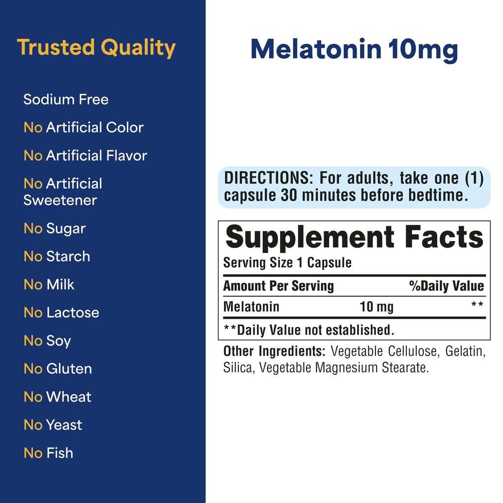 Puritan's Pride Premium Super Strength Melatonin 10mg Sleep Aid, Dietary Supplement for Sound, Restful, & Longer Sleep Support, 4 Month Supply,