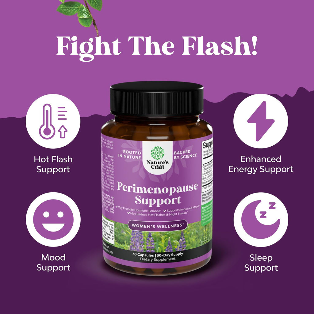 Complete Perimenopause Supplement for Women - Multibenefit Menopause Ease for Women with Maca Root Vitex Berry & Black Cohosh for Hot Flashes Night Sweats Hormone Balance and Mood Support - 60 Count Natures Craft Au supplements