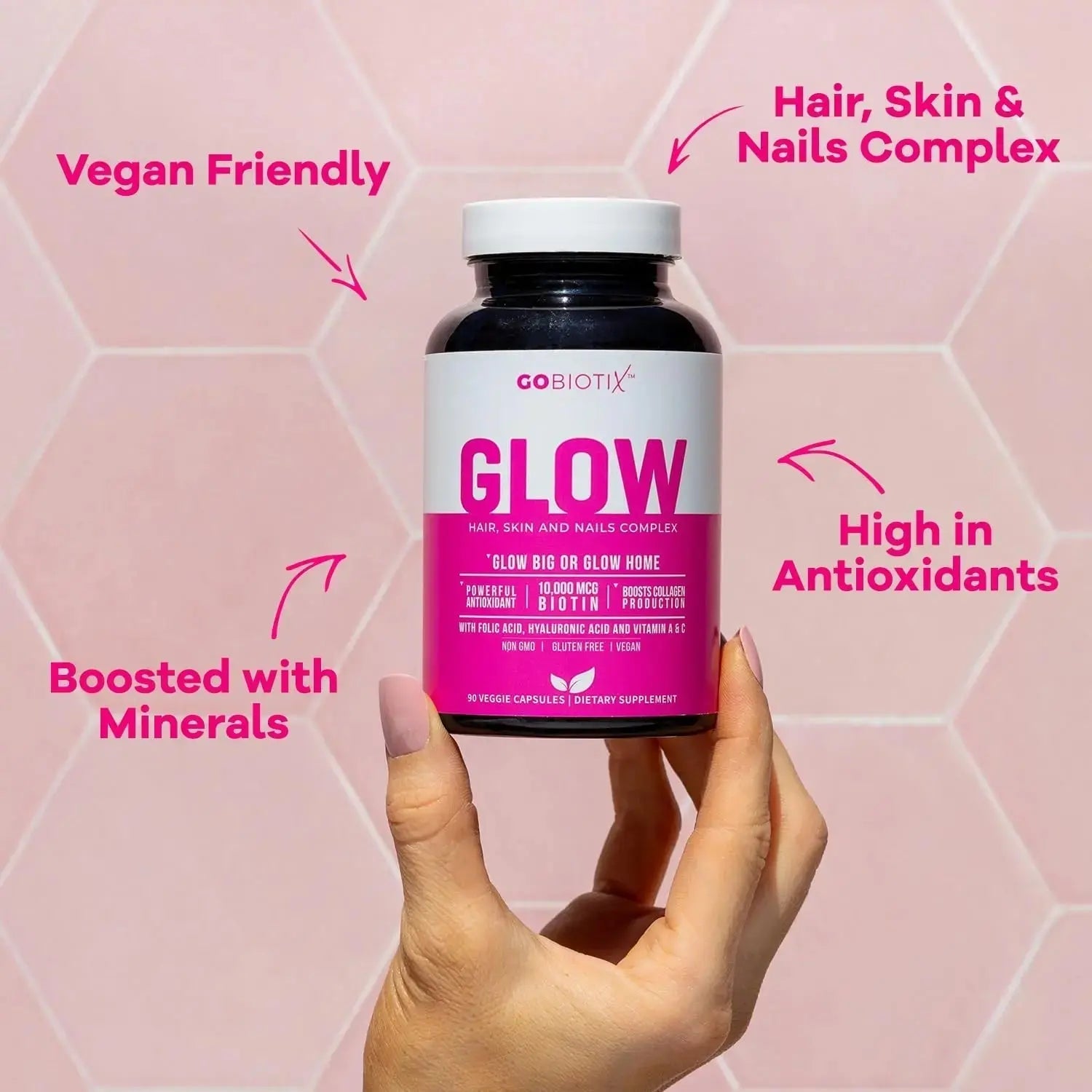 GOBIOTIX Hair Skin and Nails Vitamin Supplement - 10000mcg Biotin Pills with Hyaluronic Acid, Folate, Iron, Magnesium, and Zinc GOBIOTIX Au supplements