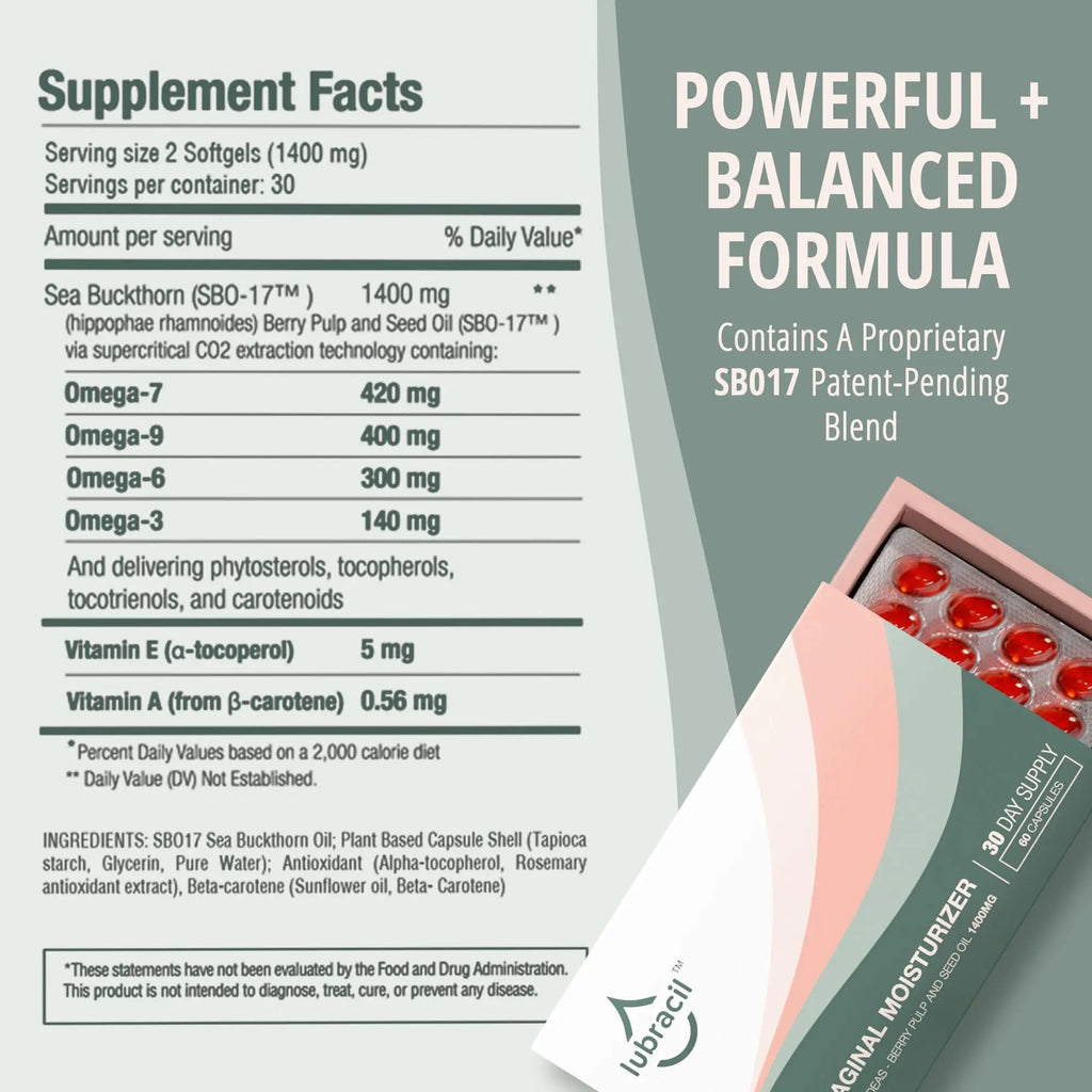 Lubracil – Moisturizer, Feminine Products for Dryness Ease with Sea Buckthorn, Omega 6, 7, & 9 Lubracil Au supplements