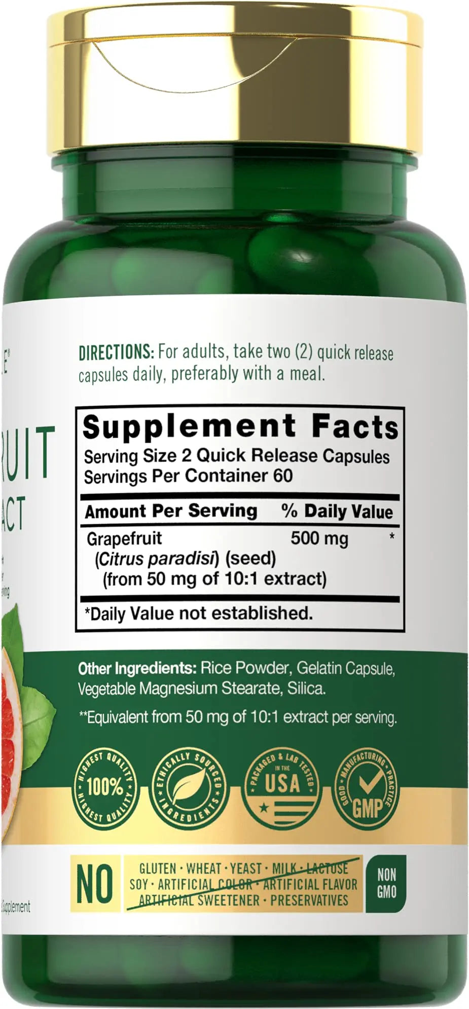Carlyle Grapefruit Seed Extract | 500 mg 120 Capsules | Maximum Strength | Non-GMO Carlyle Au supplements