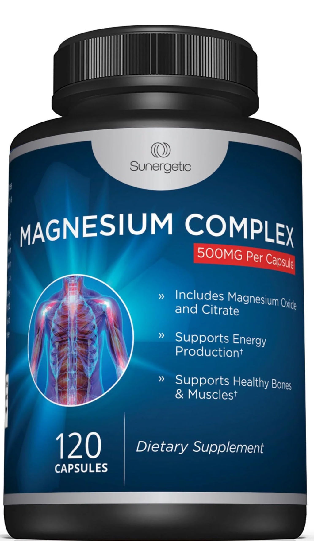 Premium Magnesium Citrate Capsules – Powerful 500mg Magnesium Oxide & Citrate Supplement – Helps Support Healthy Bones, Muscles, Teeth, Energy & Relaxation – 120 Vegetable Capsules Sunergetic Au supplements