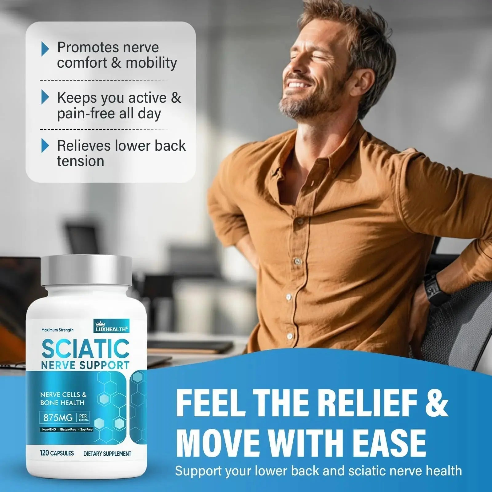Sciatic Nerve Support Supplement, 120 Capsules Nerve Savior for Neuropathy, Premium Formula with Natural Botanical & Vitamin Complex Vivaherbal Au supplements