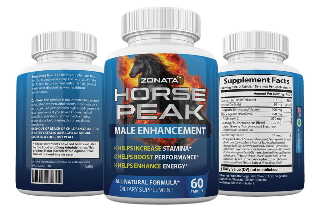 Zonata Horse Peak Dietary Supplements for Men - Horse Peak Supplement Naturally Enhance Performance, Endurance, and Energy Levels* - Horse Peak Pills - 60 Count Zonata Au supplements