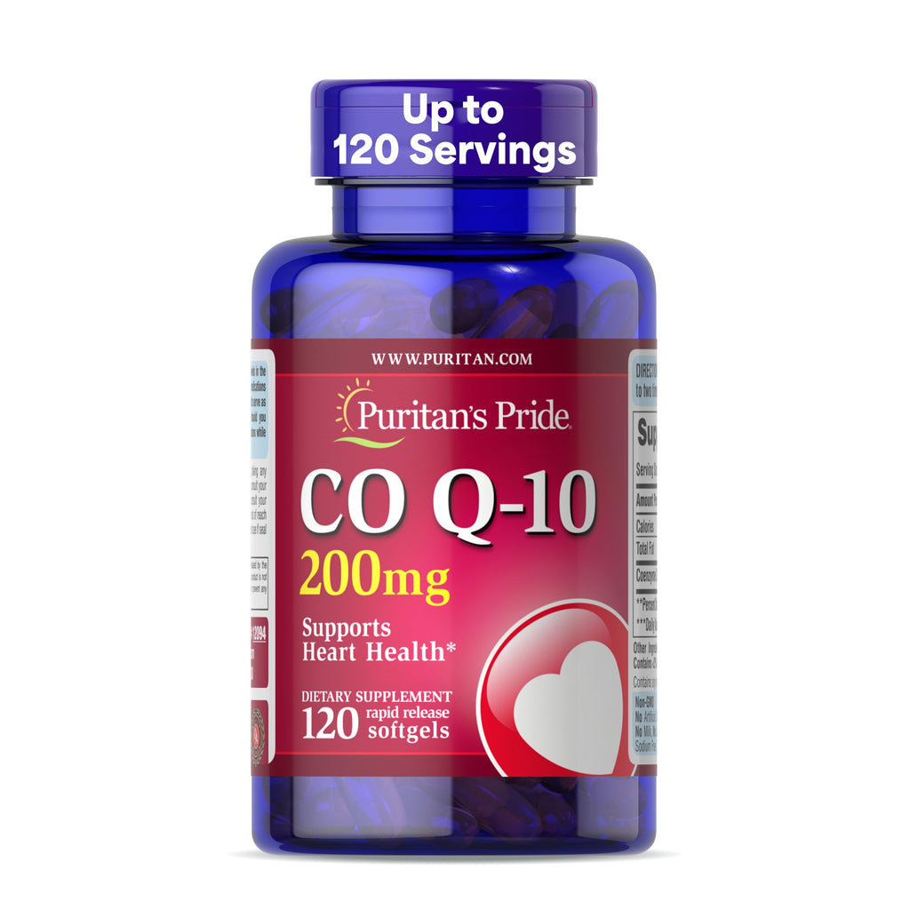 Puritan's Pride Coenzyme CoQ10 200mg, Dietary Supplement for Heart Health, Blood Pressure, Oral Gum Health, and Healthy Aging Support