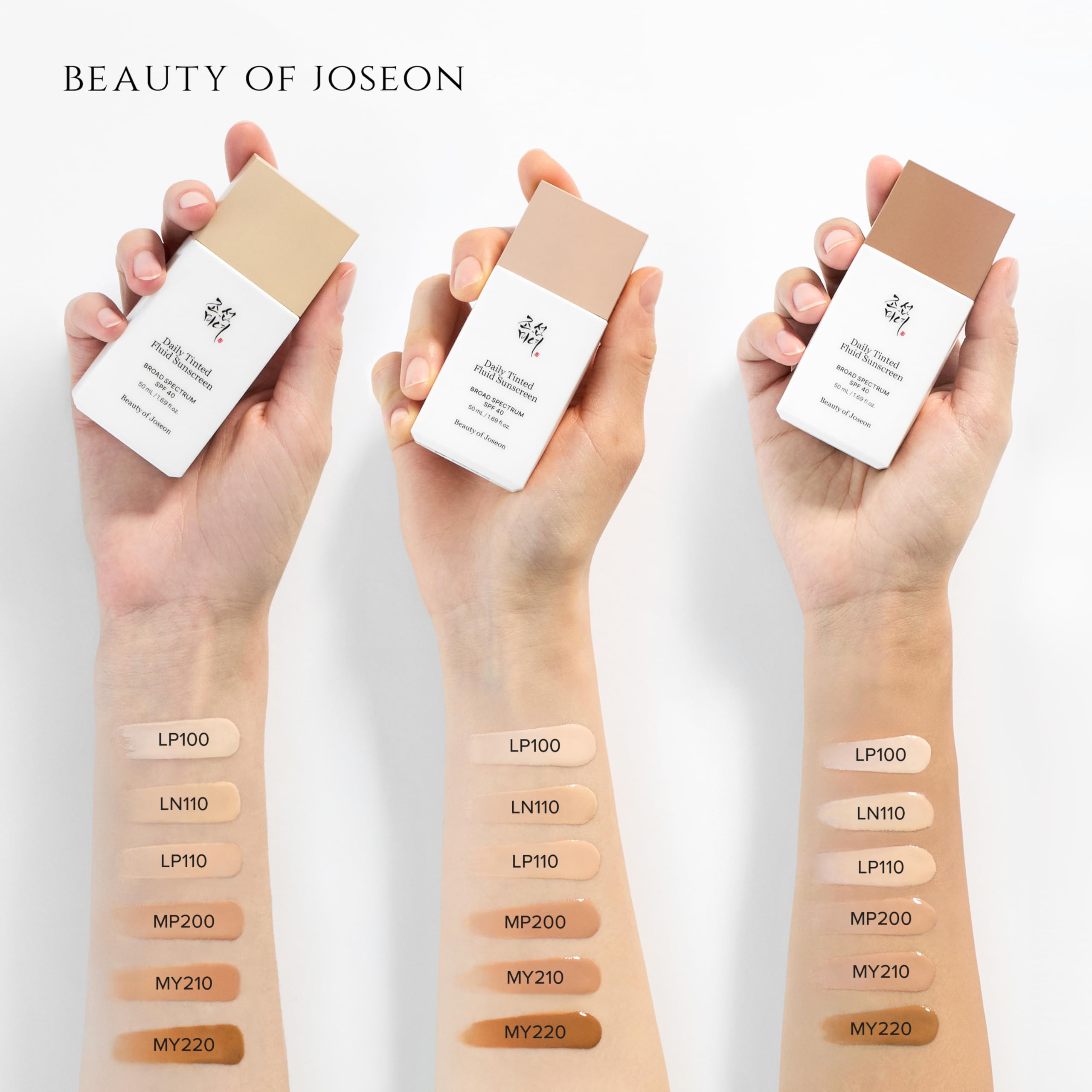 Beauty of Joseon Daily Tinted Fluid Sunscreen 12 Shades for Face Moisturizing Broad Spectrum SPF 40 Korean Skincare 50ml, 1.69 fl.oz